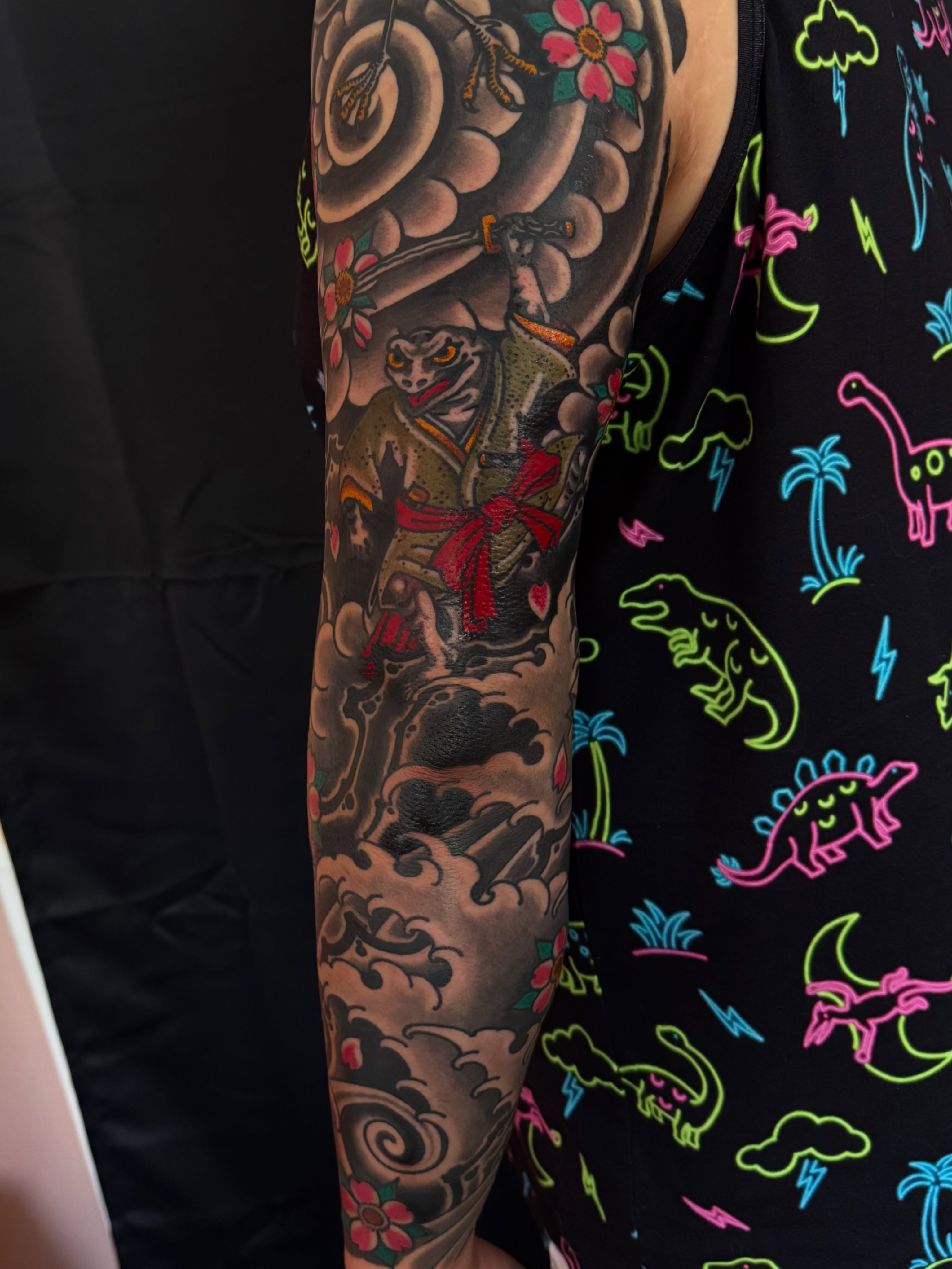 Samurai warrior japanese irezumi tattoo on the forearm by Nicholas Tidler