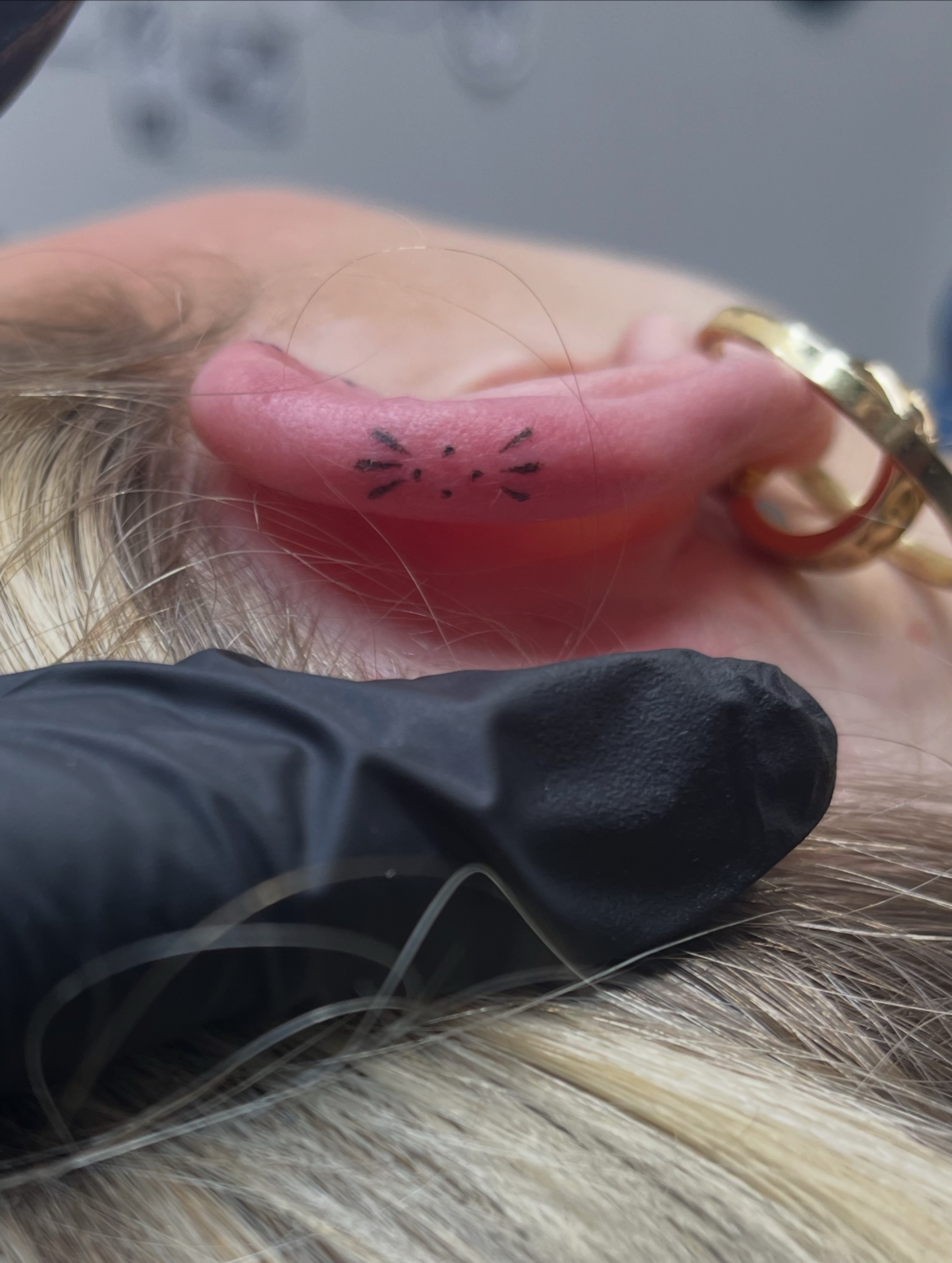 Cat face dotwork tattoo by Sid