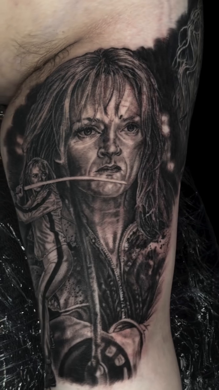 Portrait of a woman realism tattoo by Steven Pelkey, Eastpointe, Michigan
