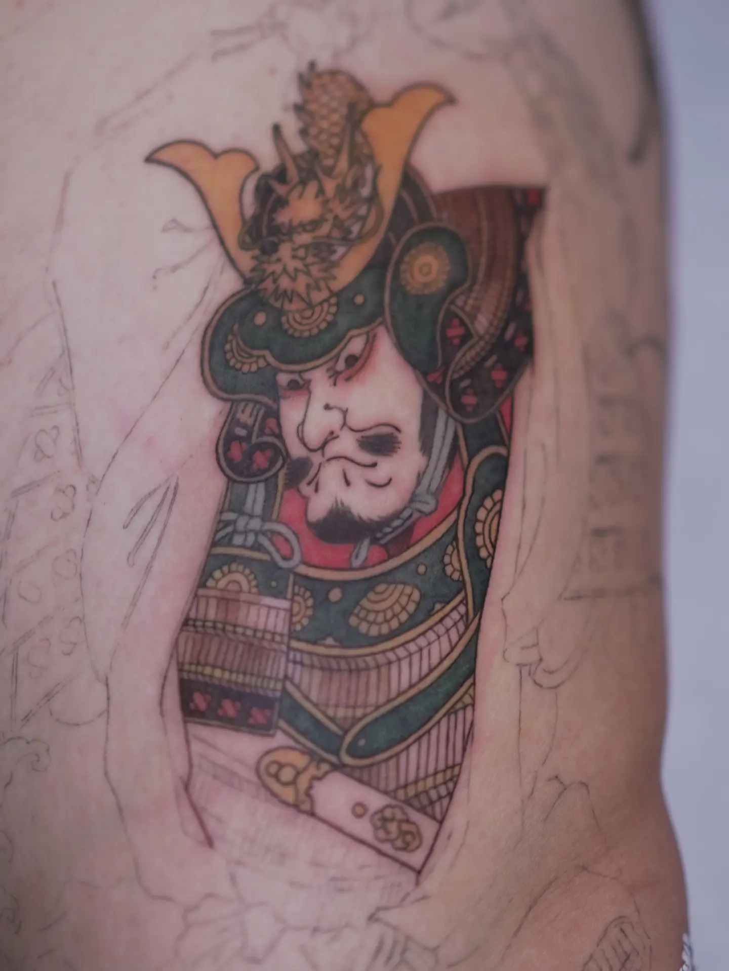 Samurai warrior japanese irezumi tattoo on the forearm by zamix_traditional, San Francisco, California