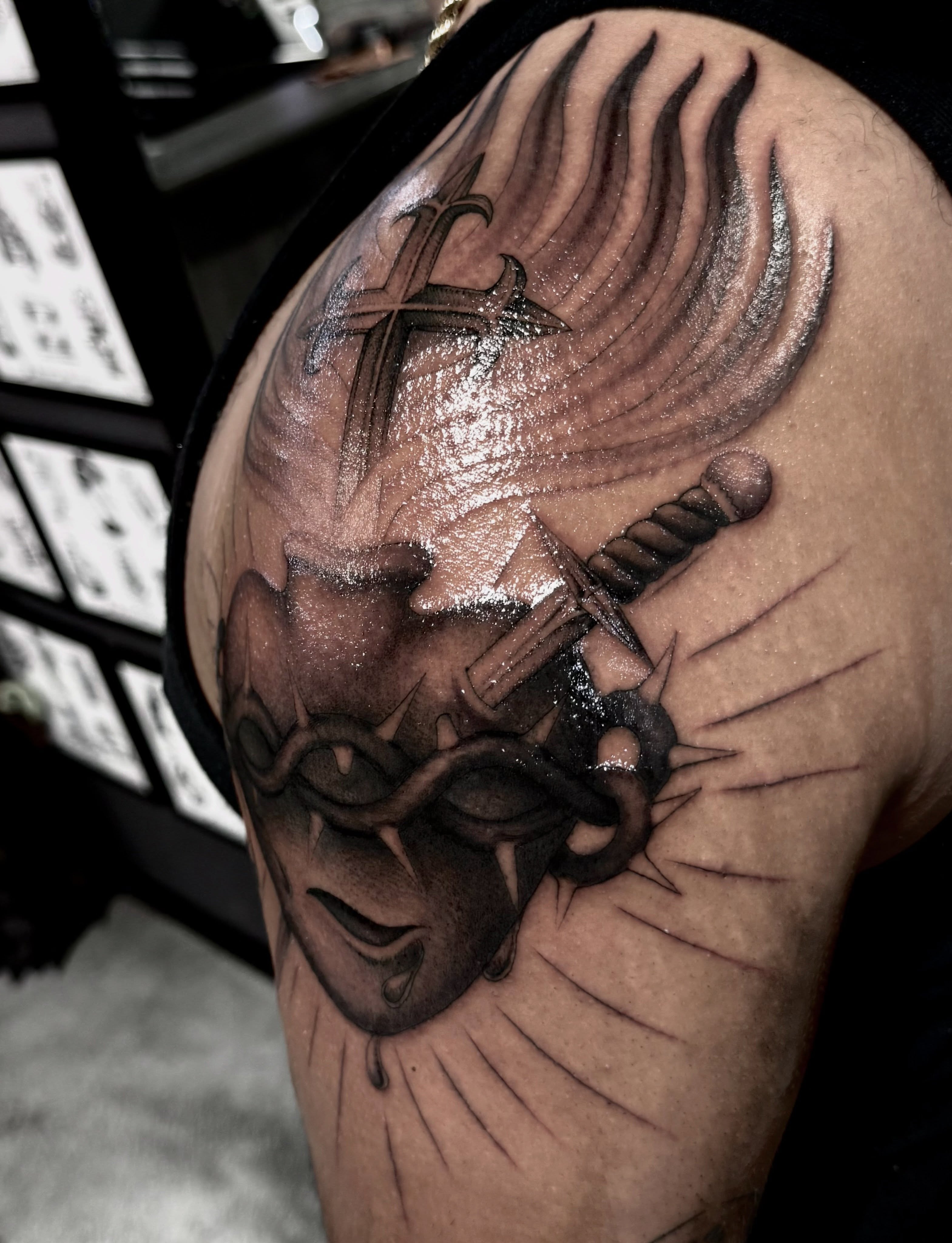 Tattoo by @connalcreates — black_and_grey