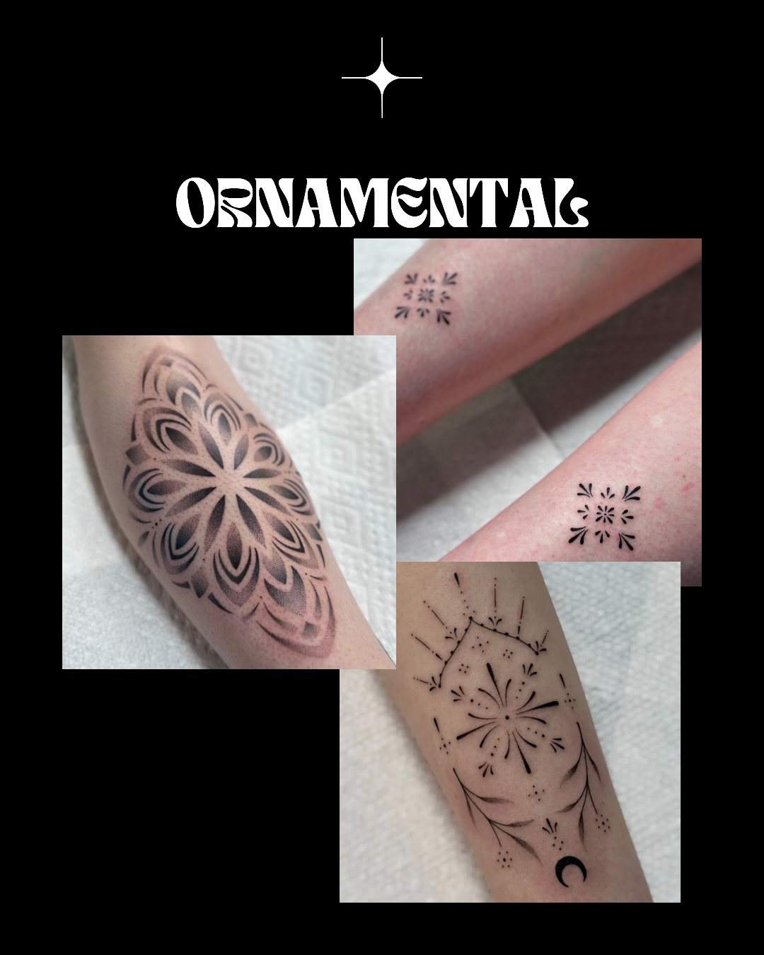 Ornamental ornamental tattoo on the forearm by Victoria Lamorte