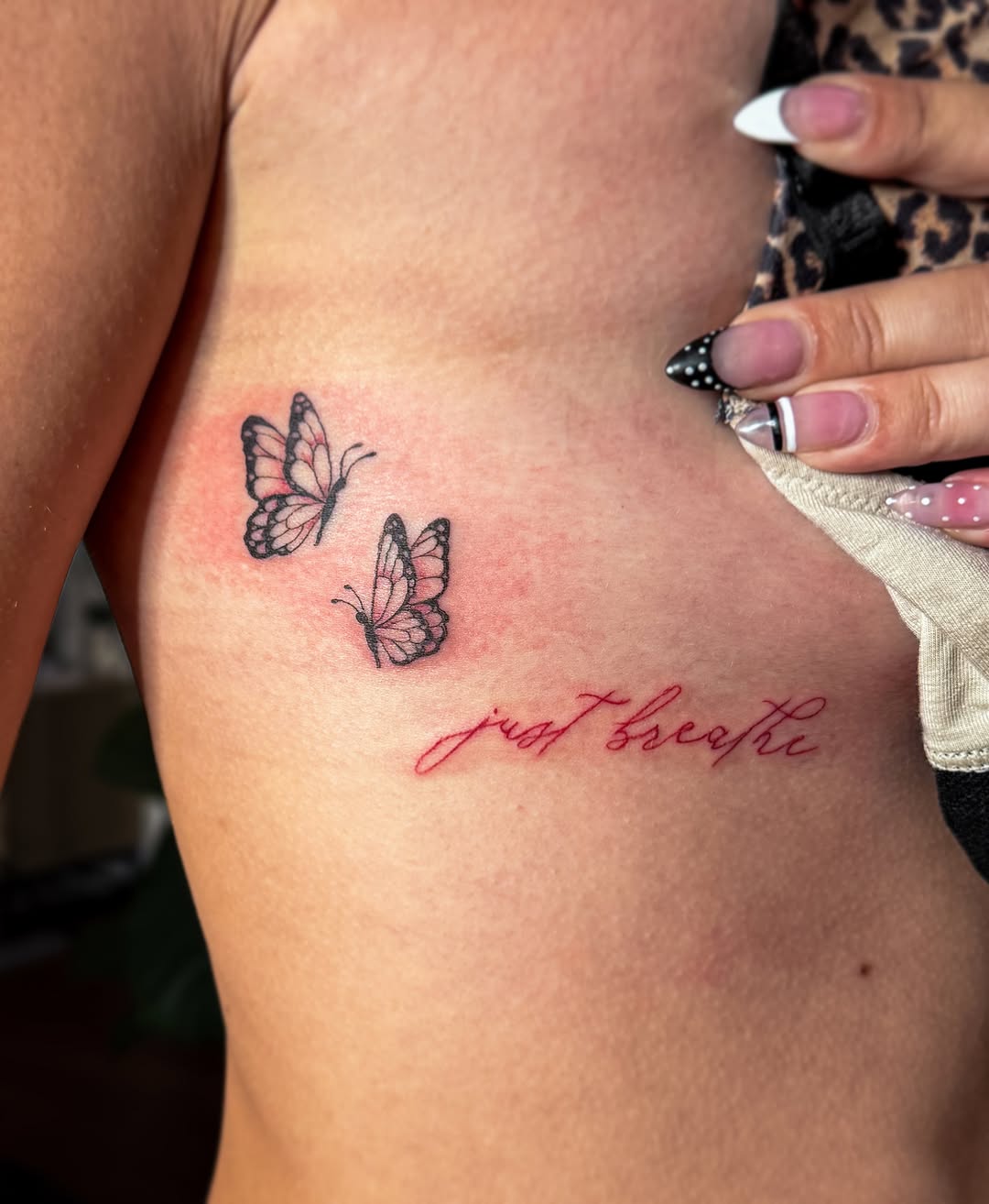 Butterflies dotwork tattoo on the chest by Ash✨