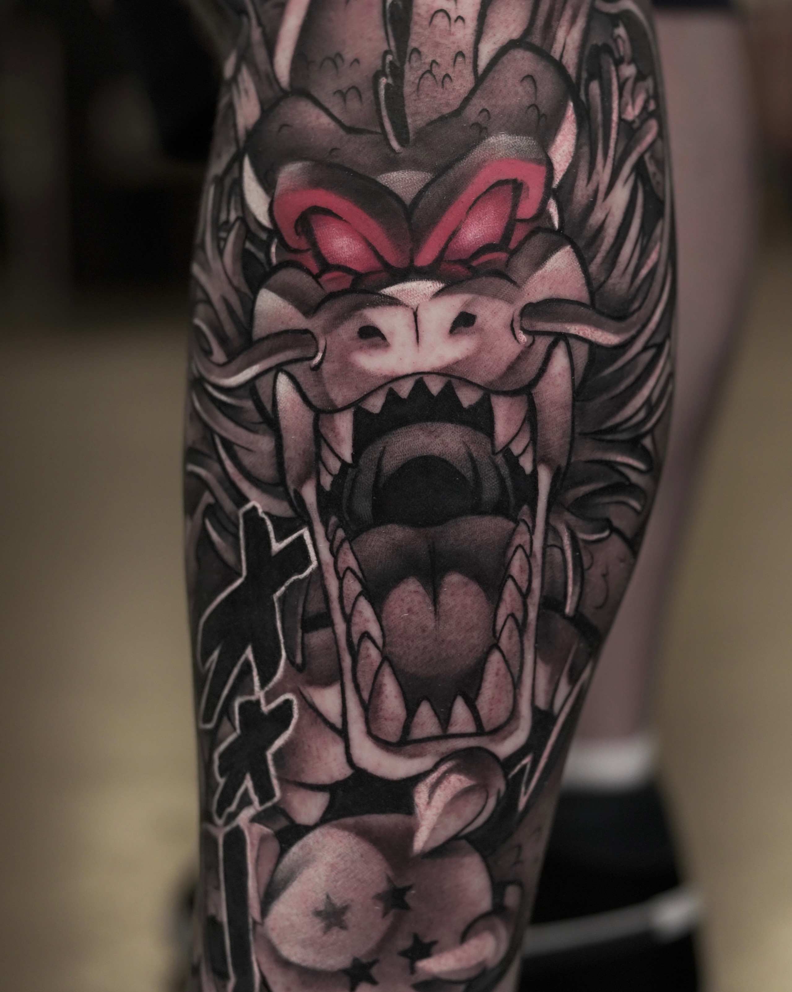 Tattoo by @hideaki.ink — american_traditional, japanese_irezumi