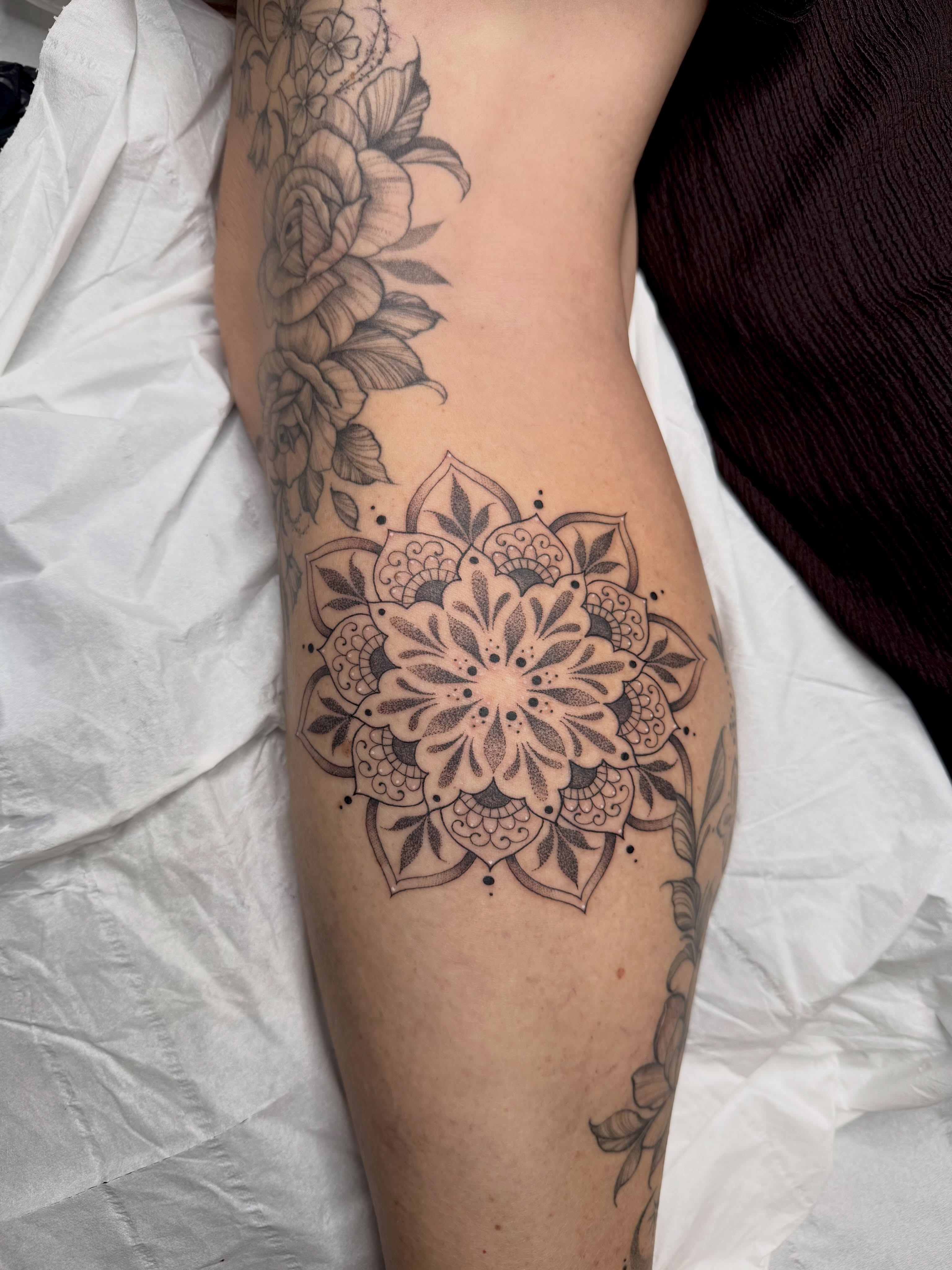 Tattoo by @emmaloutattooxx — dotwork, ornamental