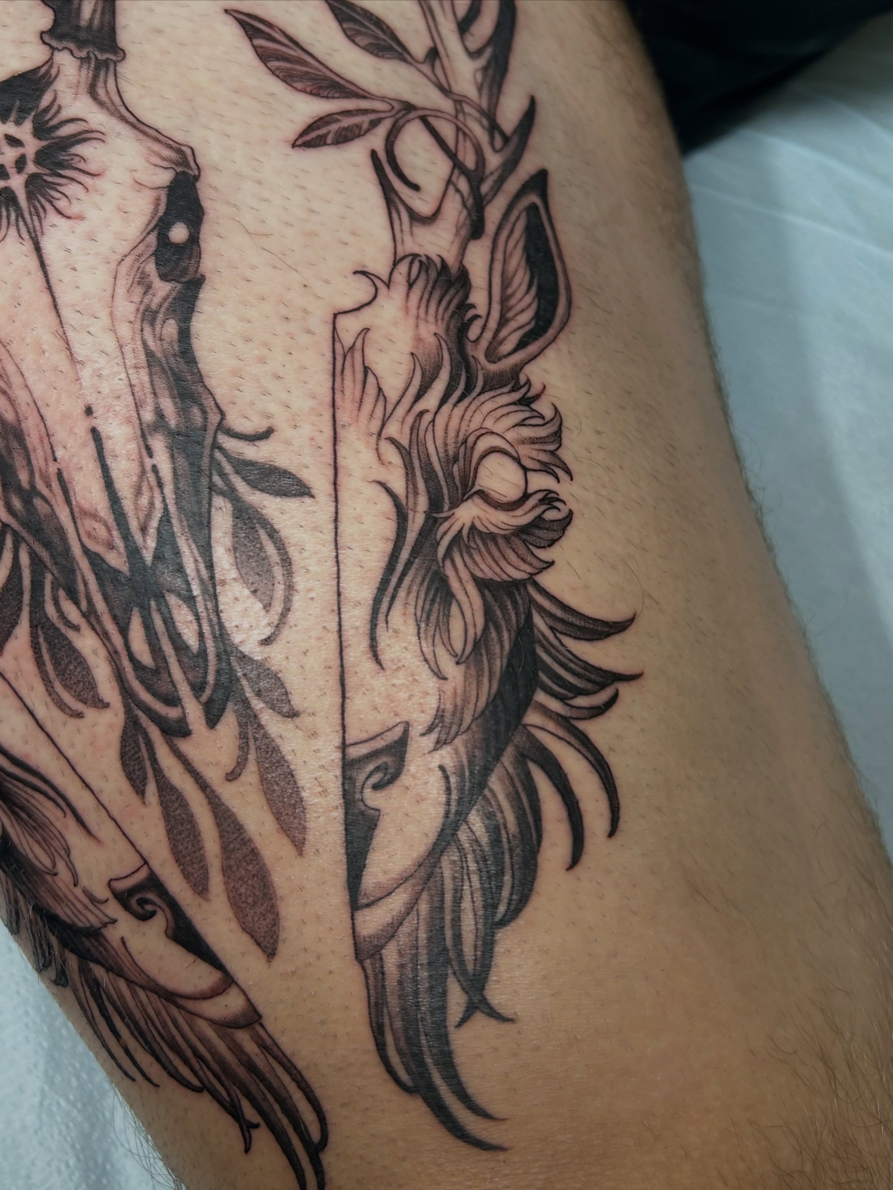 Tattoo by @thecursedmagus — black_and_grey