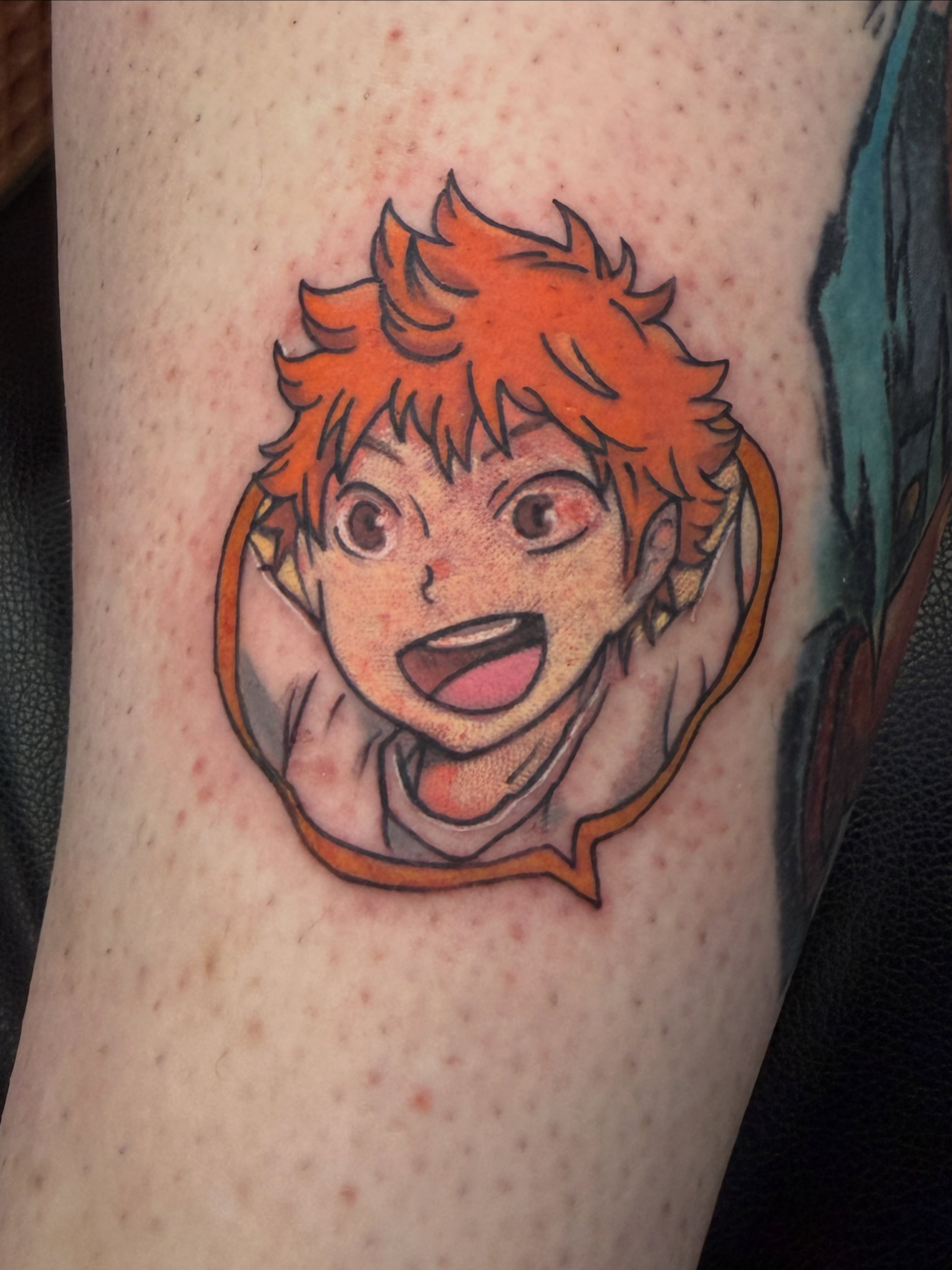 Anime character anime tattoo on the forearm by Breanna Fraielli