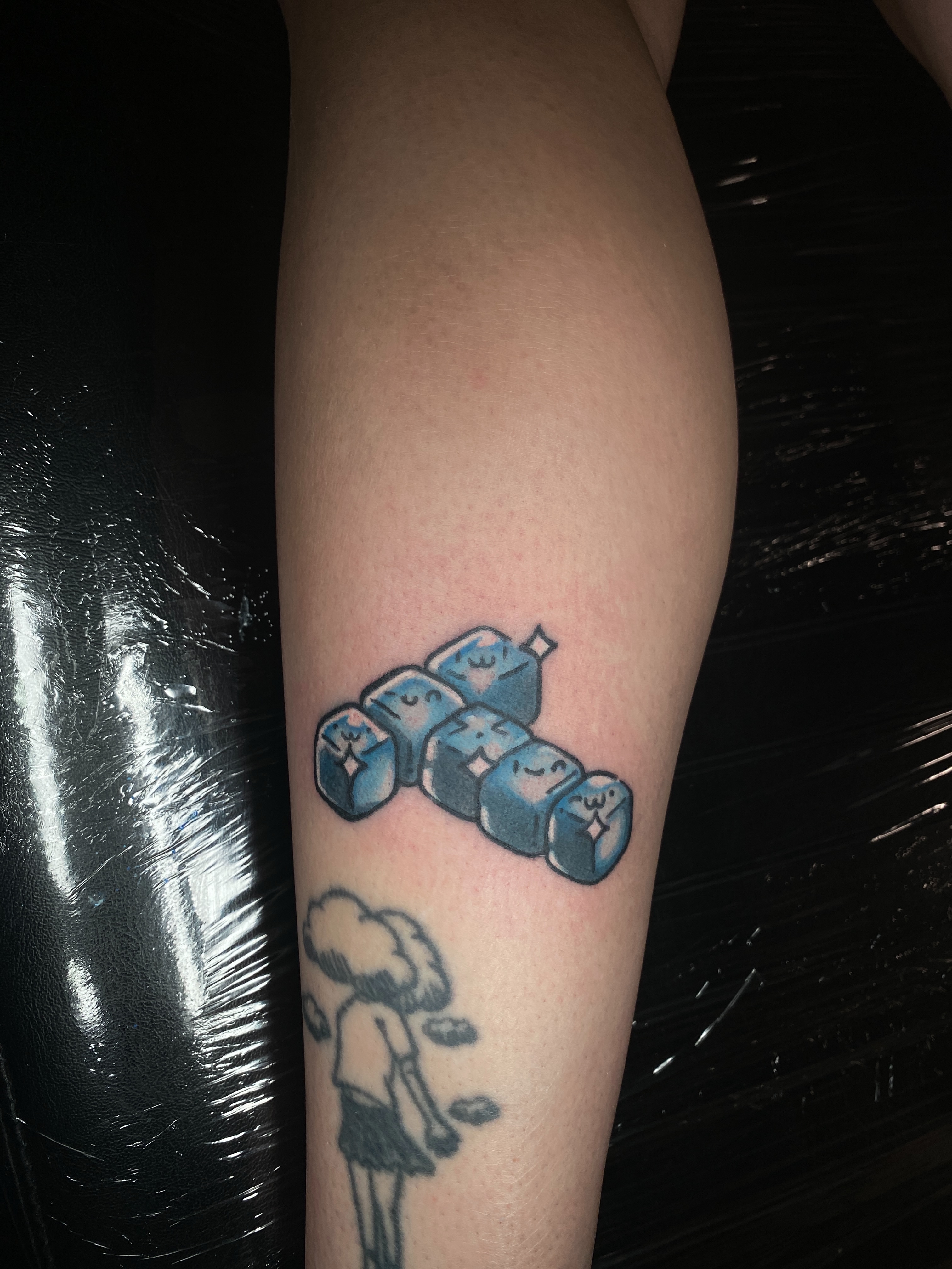 Ice cubes dotwork tattoo on the forearm by Kyle The Cartoon Guy