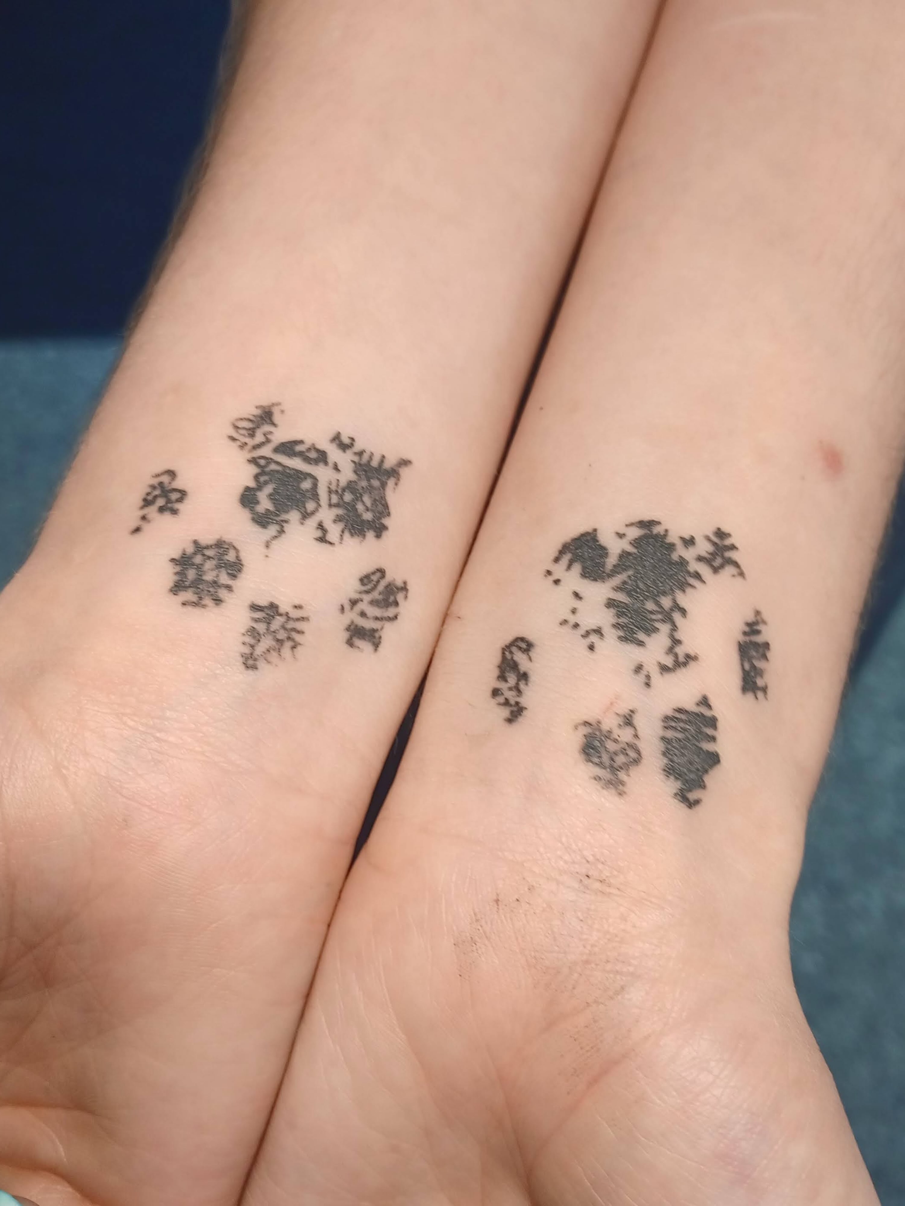 Snowflakes dotwork tattoo on the hand by Abi