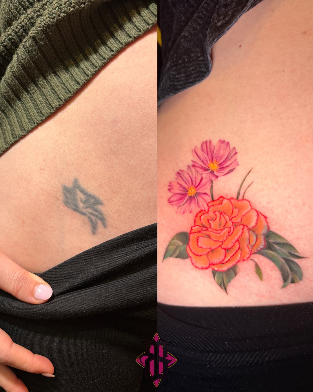 Flower bouquet new school tattoo on the shoulder by BRIK RANGEL - Tattoo Artist