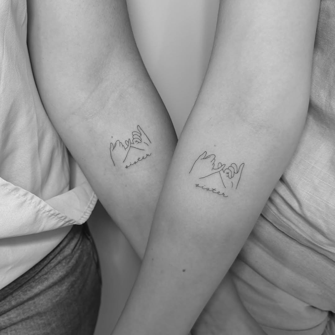 Shaka sign fine line tattoo on the forearm by Jessica, Cheektowaga, New York