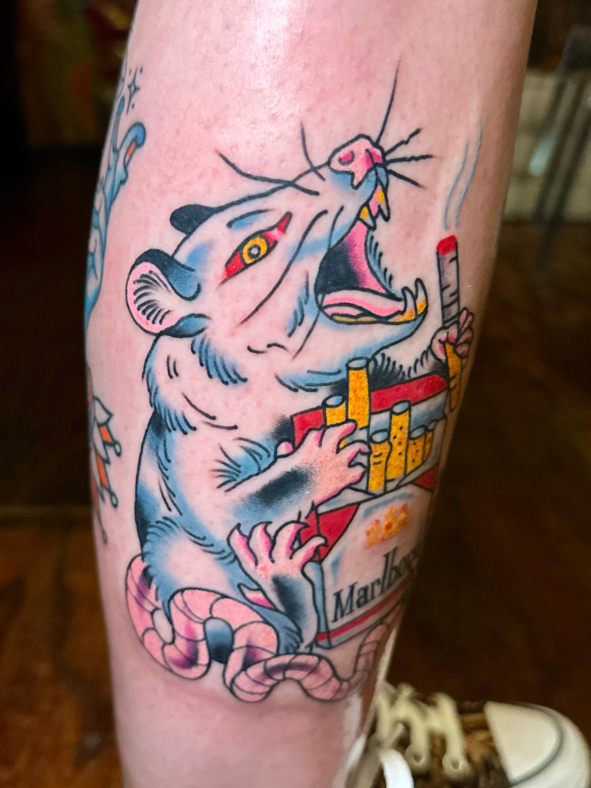 Rat American traditional tattoo on the forearm by Hayley Hendrick
