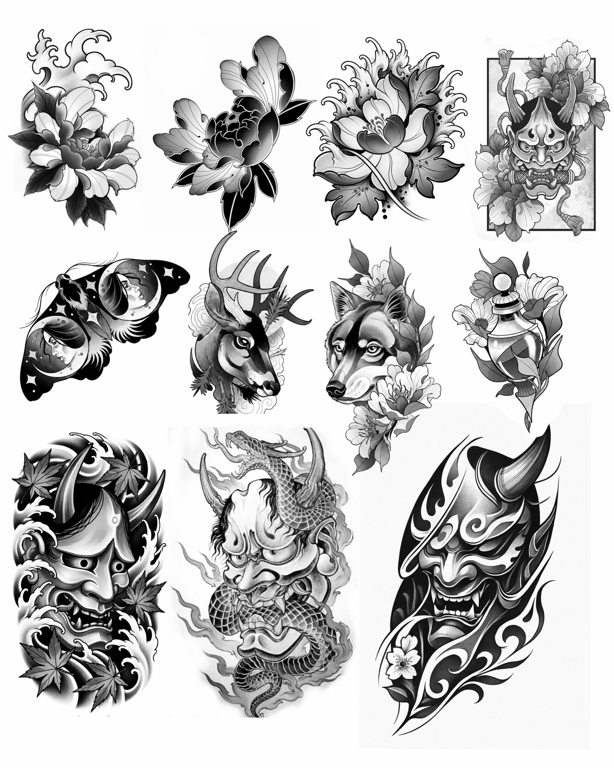 Floral and animal motifs japanese irezumi tattoo by Kai, Charlotte, North Carolina