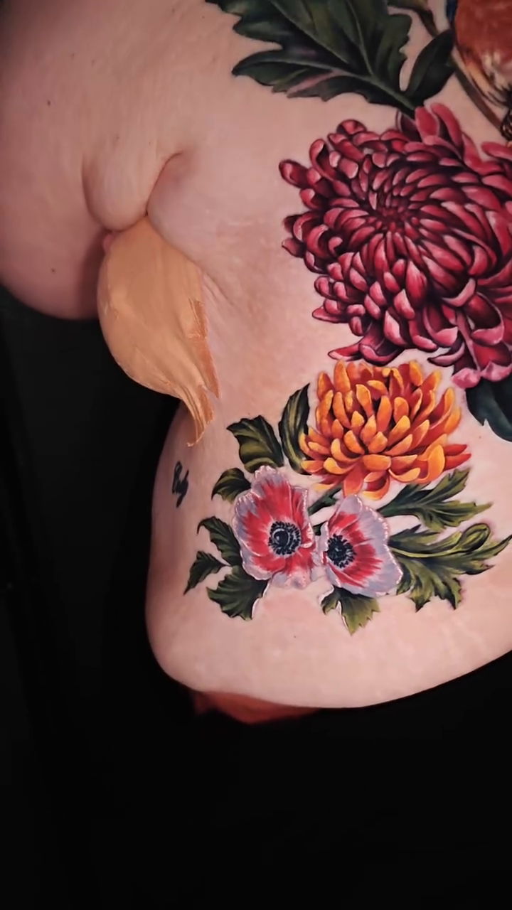 Floral arrangement with birds japanese irezumi tattoo by Dallas Tattoo Artist Erik Espinoza