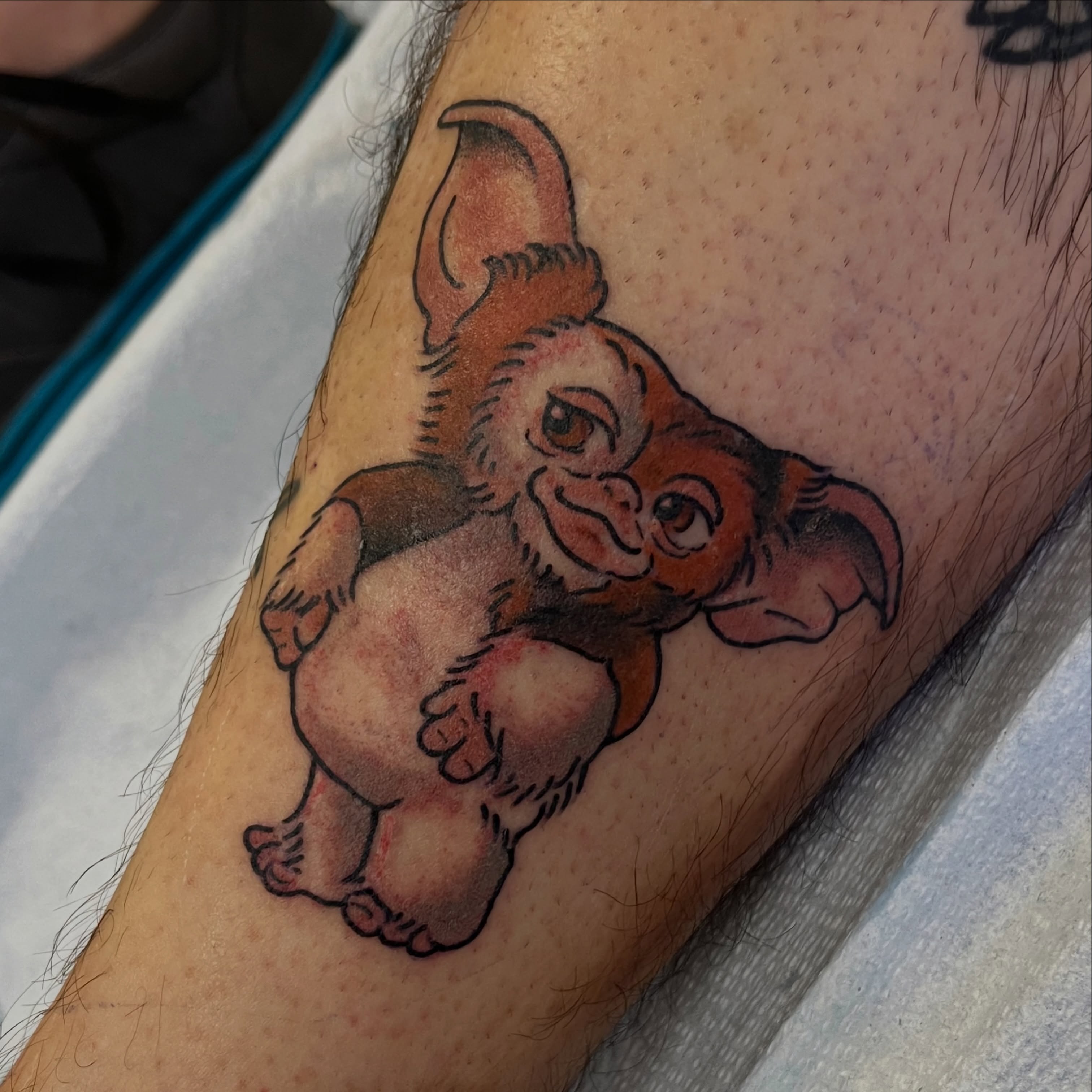 Baby elephant American traditional tattoo on the forearm by Lacey B, Portland, Oregon