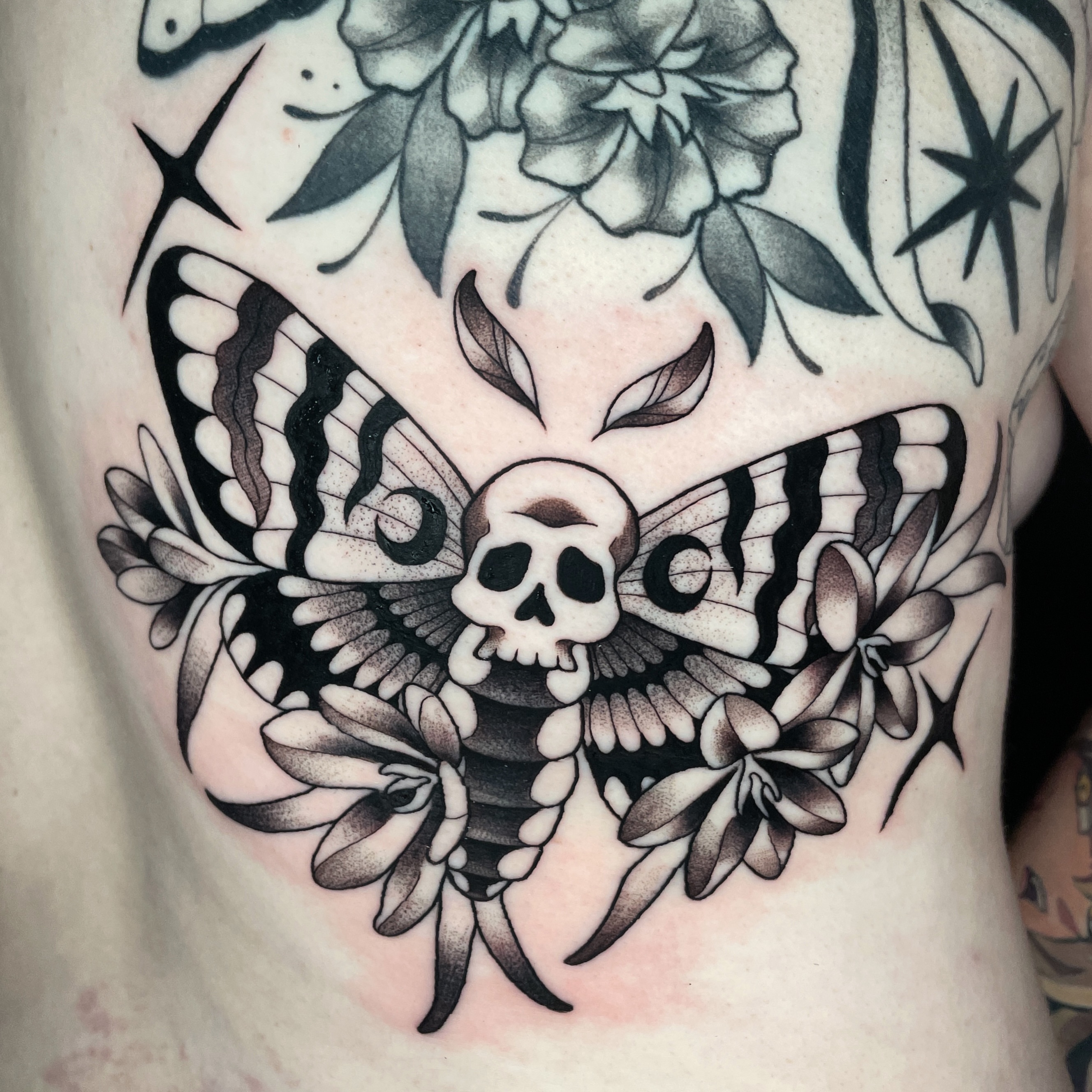Tattoo by @zoeysageink — black_and_grey, neo_traditional