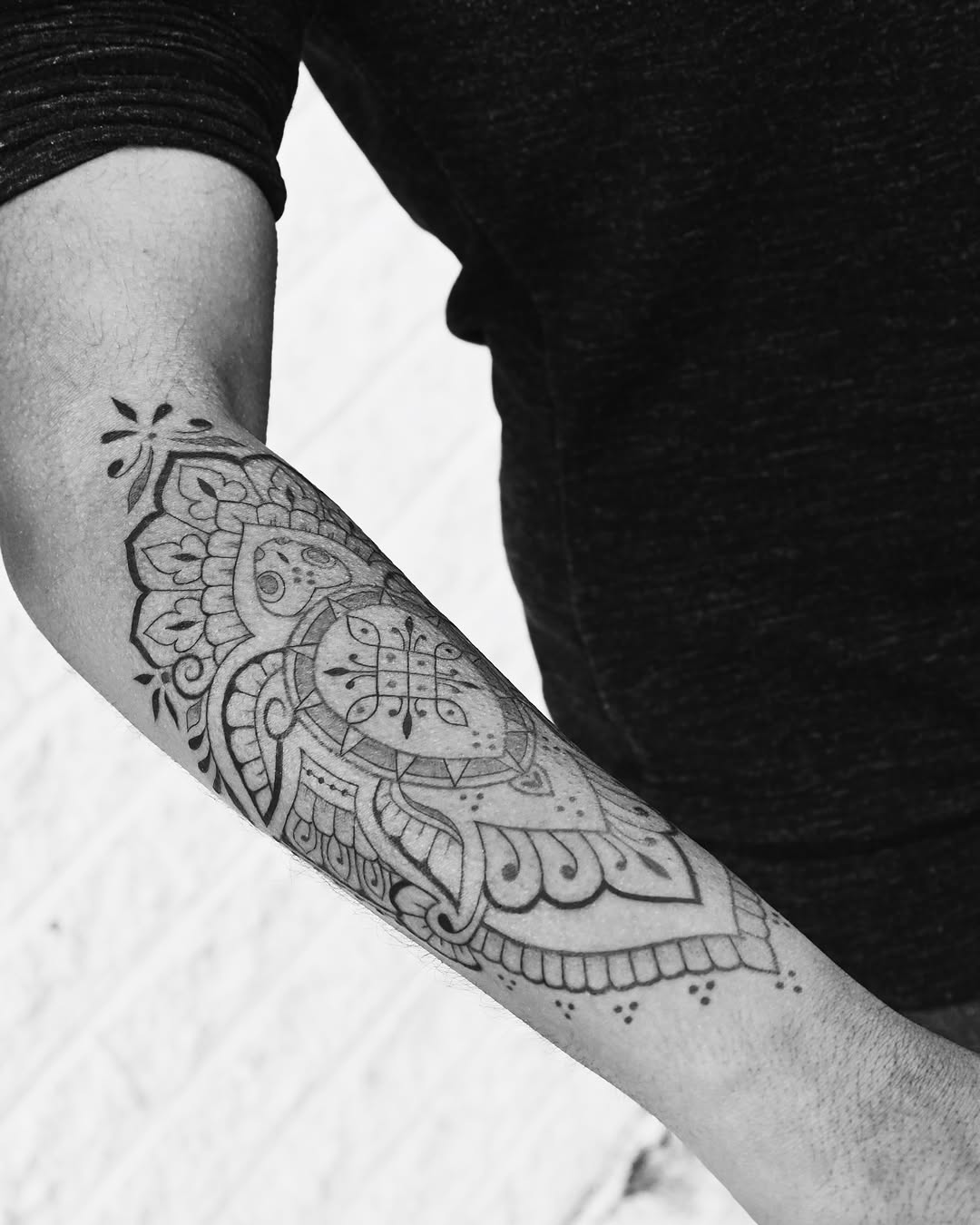 Mandala ornamental tattoo on the forearm by Sabreena Haque