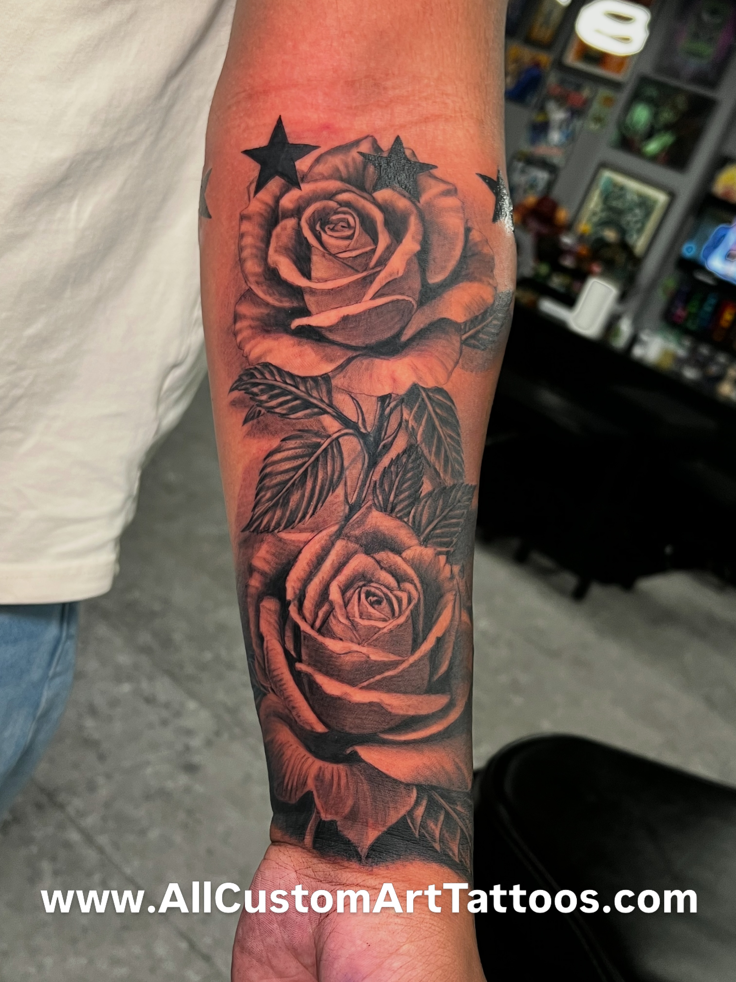 Roses realism tattoo on the forearm by Rafael Marte, White Plains, New York
