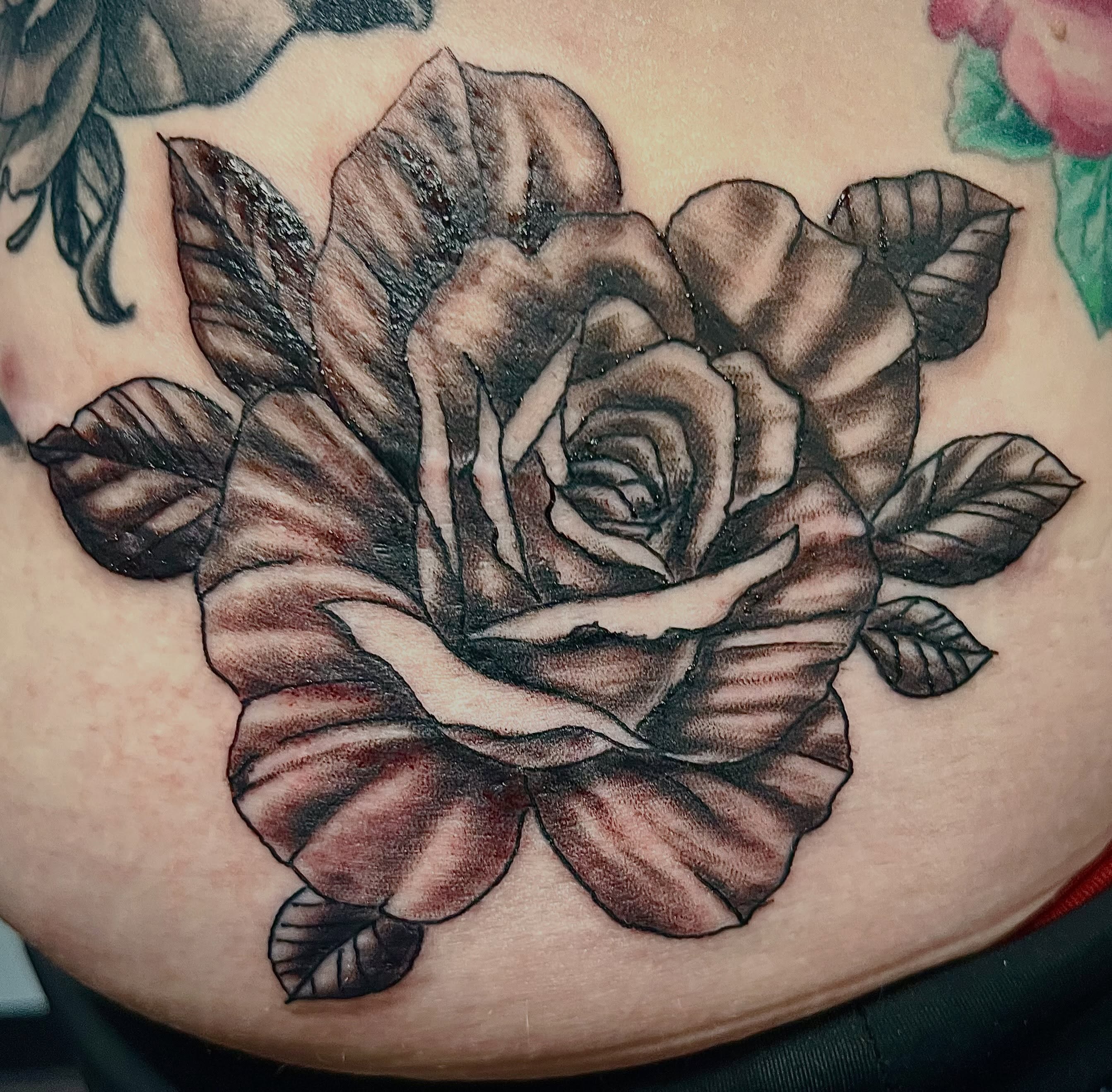 Tattoo by @classiccustomtattooing — black_and_grey