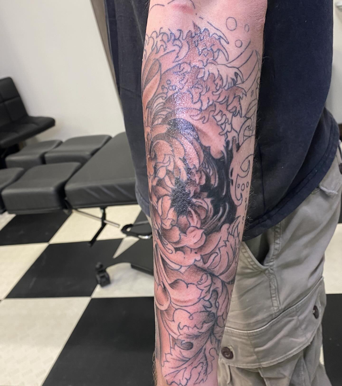 Dragon japanese irezumi tattoo on the forearm by Spencer Jones Tattoos