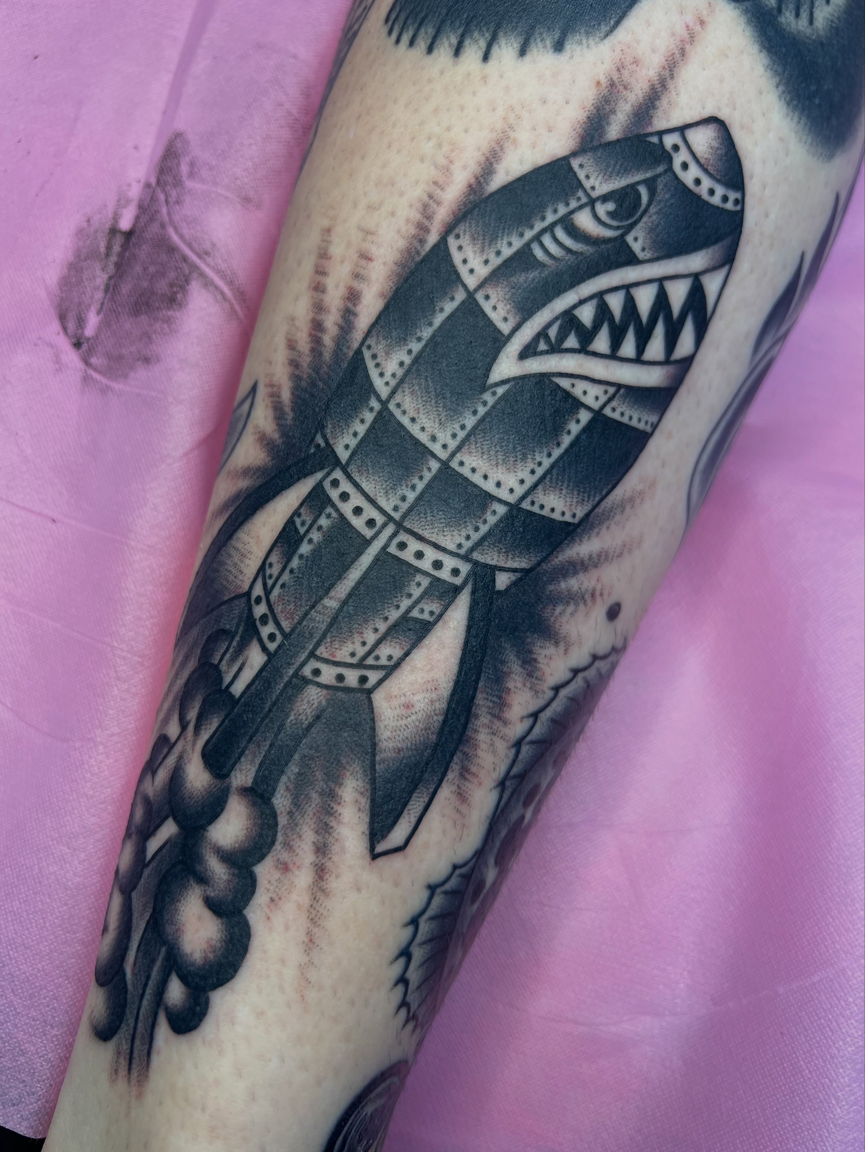Tattoo by @zachromantattoo — black_and_grey