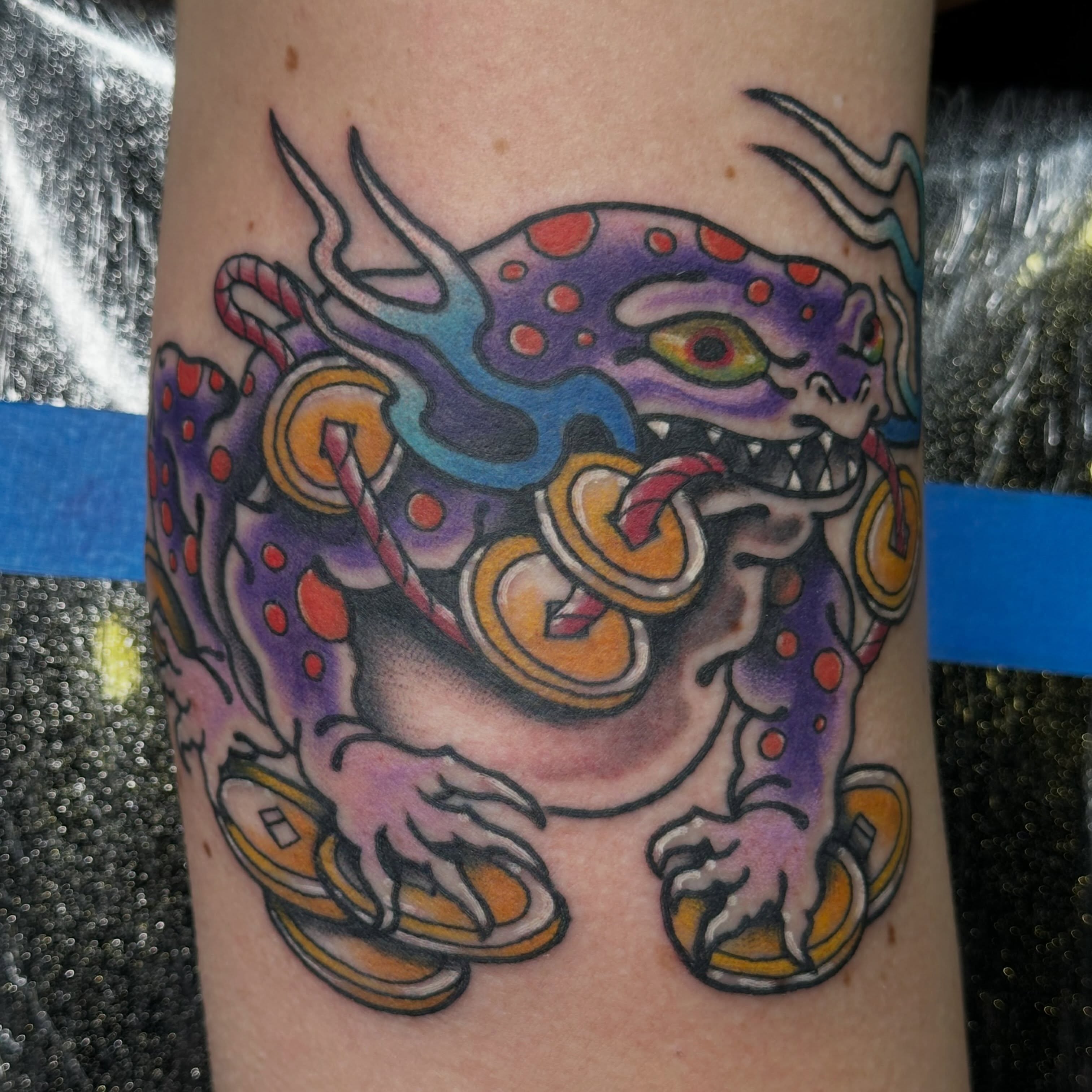 Dragon japanese irezumi tattoo on the forearm by Wesley Lam