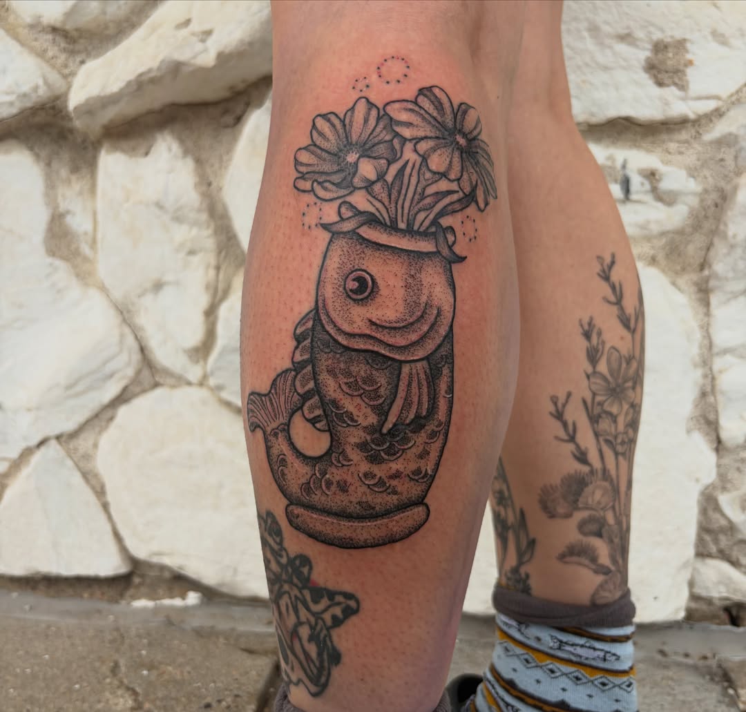 Tattoo by @katie.rosemarytattoos — dotwork, black_and_grey