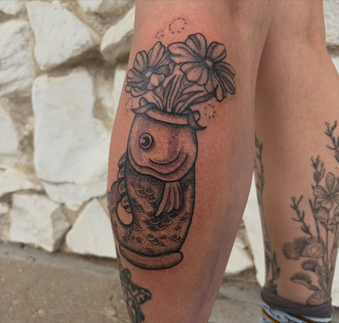 Tattoo by @katie.rosemarytattoos — dotwork, black_and_grey