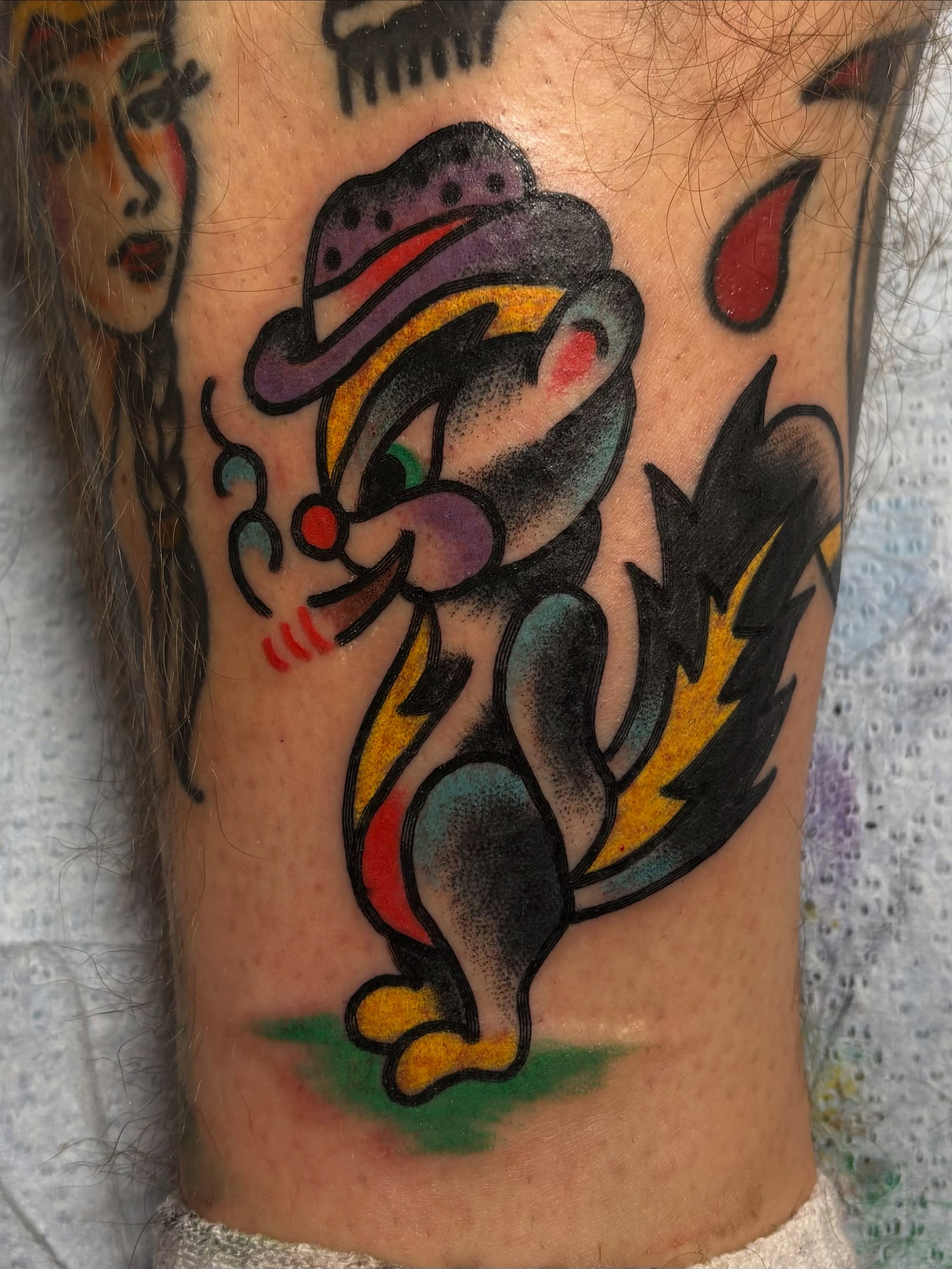 Jester American traditional tattoo on the forearm by Jake Herbert, Knoxville, Tennessee