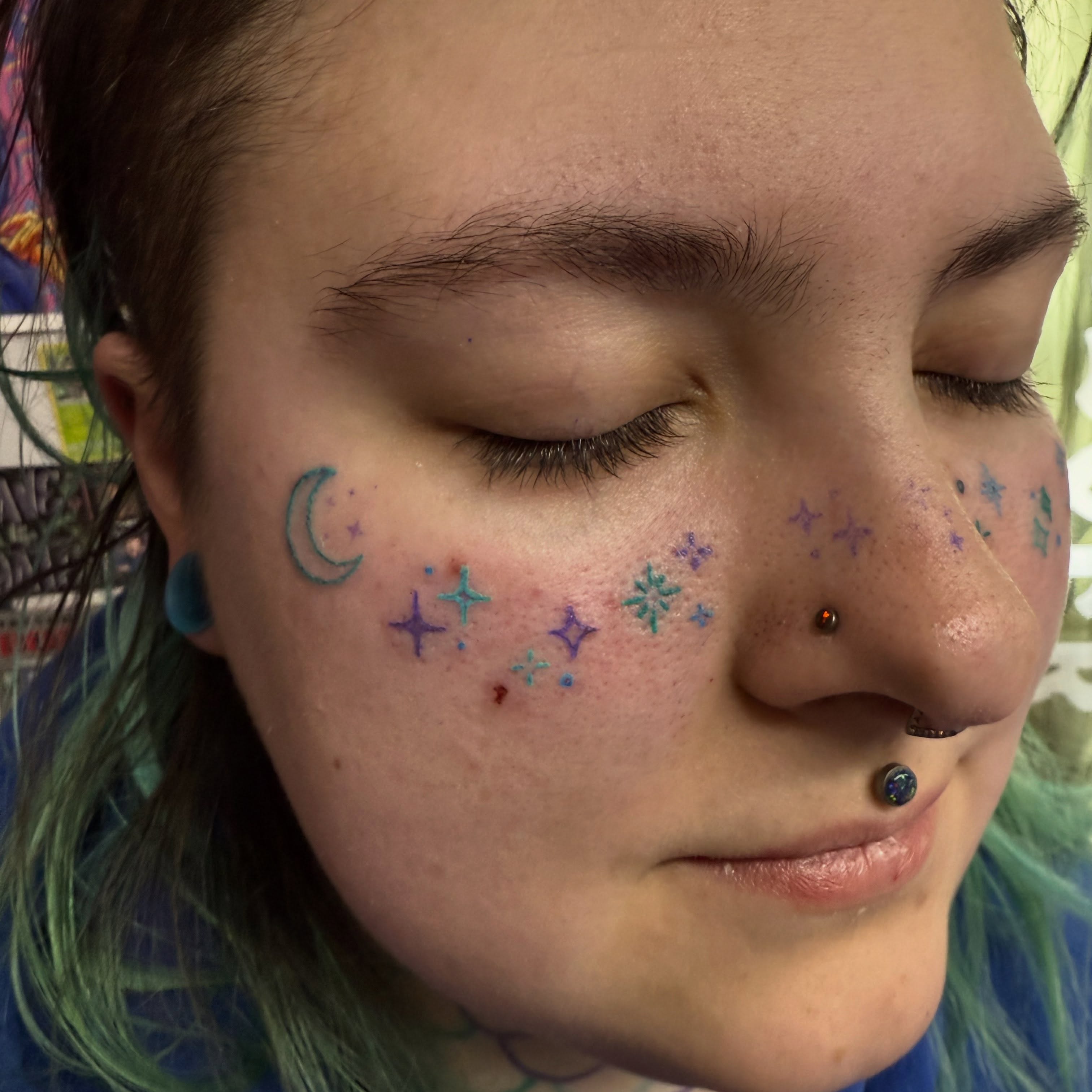 Galactic motifs dotwork tattoo by Will Eagle