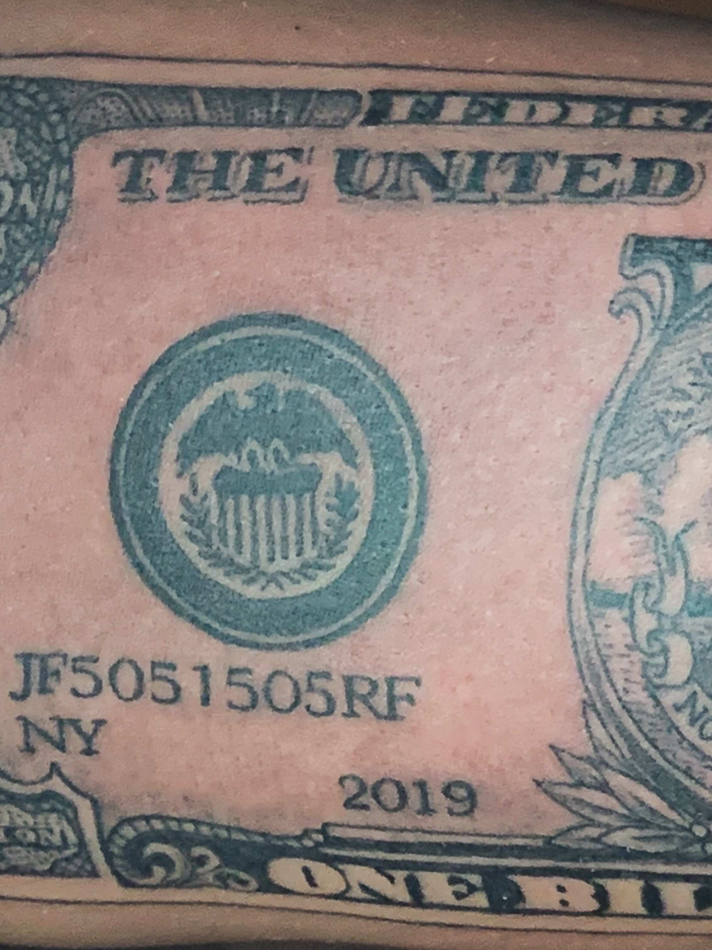 Dollar bill American traditional tattoo by Rafael Marte, White Plains, New York