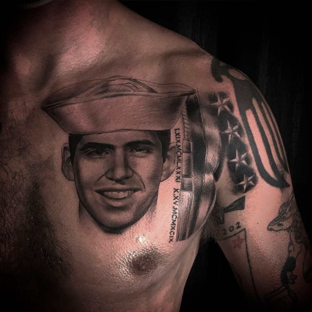 Tattoo by @bobbytrefztattoo — realism, black_and_grey