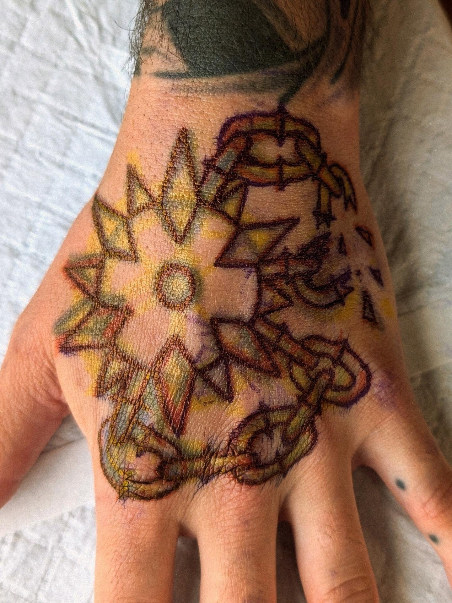 Tattoo by @sinisterspud — dotwork, geometric