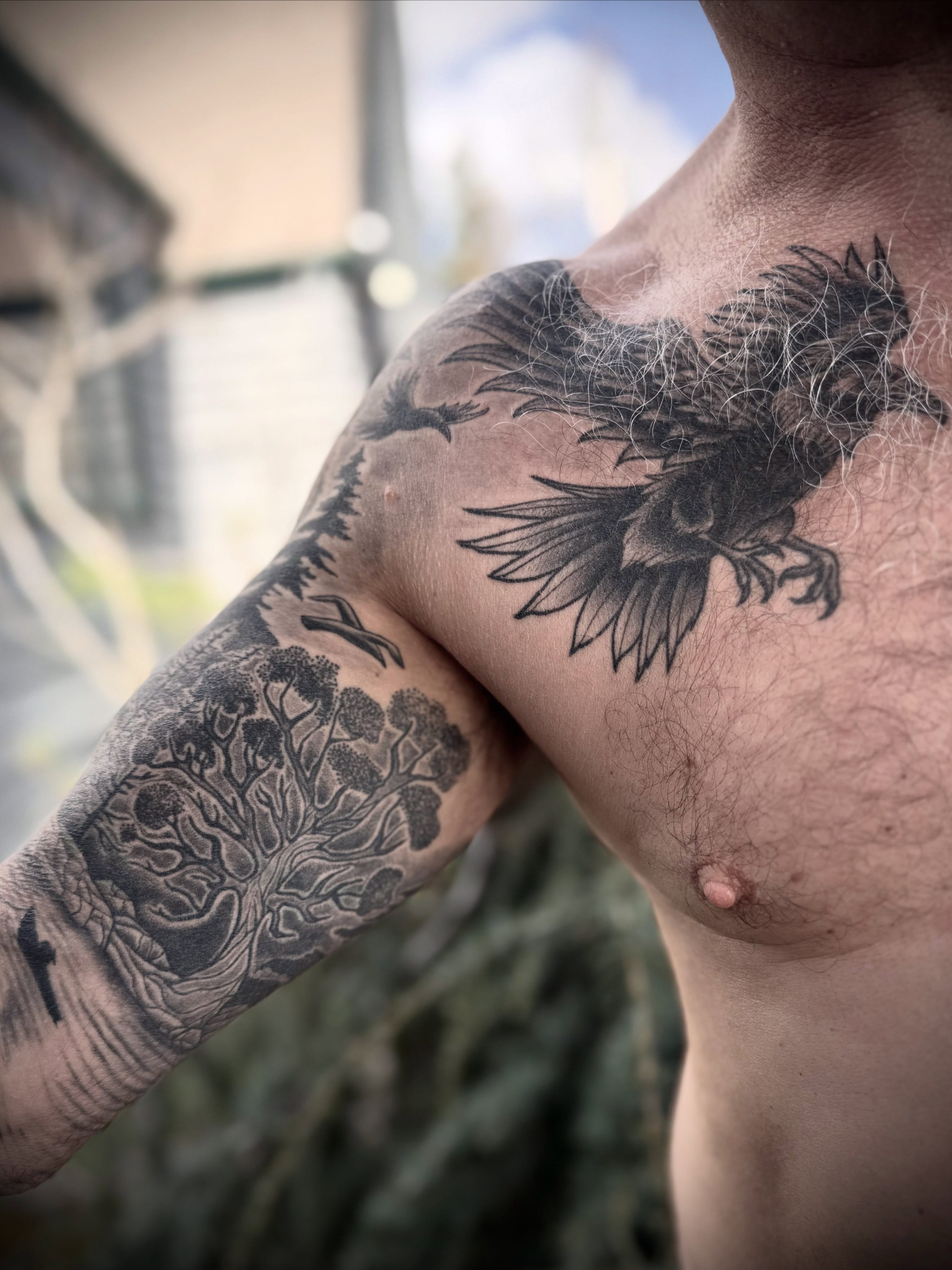 Tattoo by @velesara_tattoo — black_and_grey
