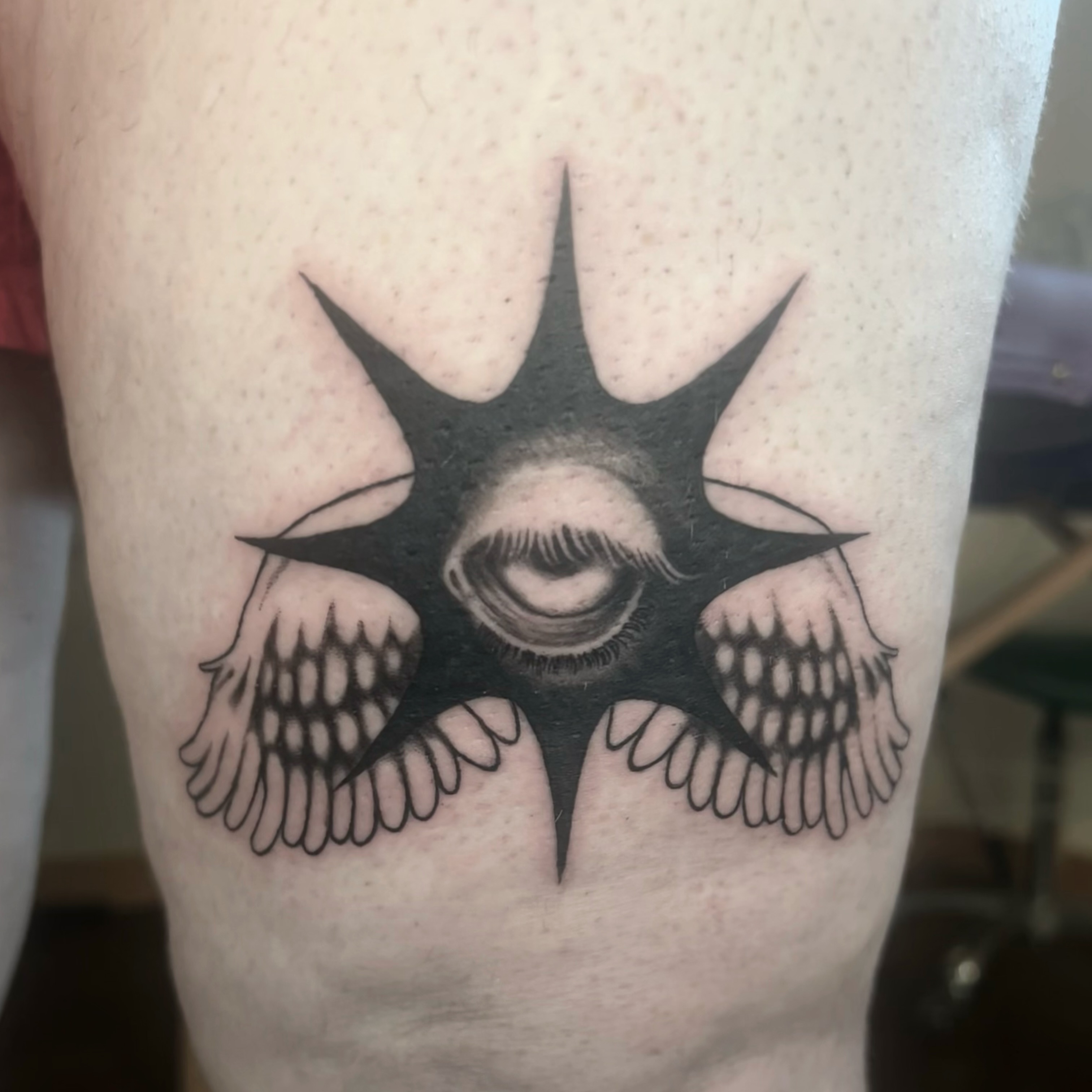 Tattoo by @furcoat444 β black_and_grey