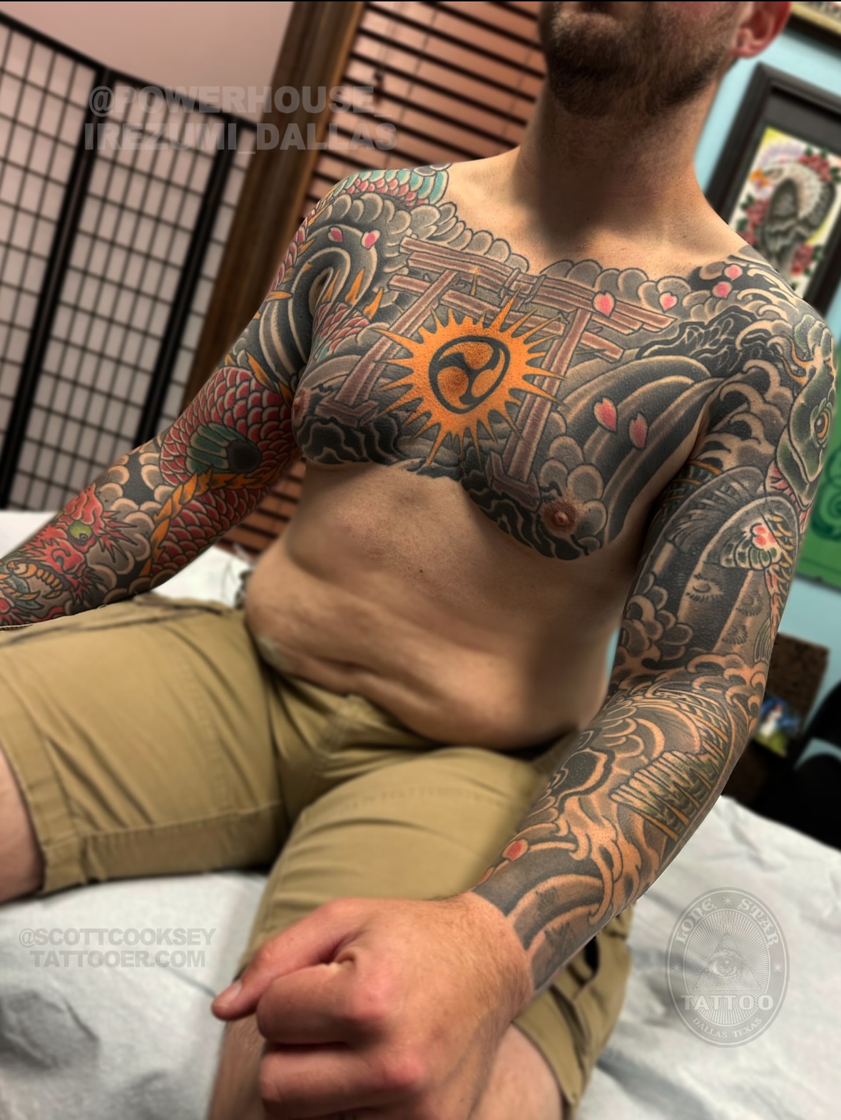 Japanese irezumi japanese irezumi tattoo on the chest by Scott Allen Cooksey, Plano, Texas