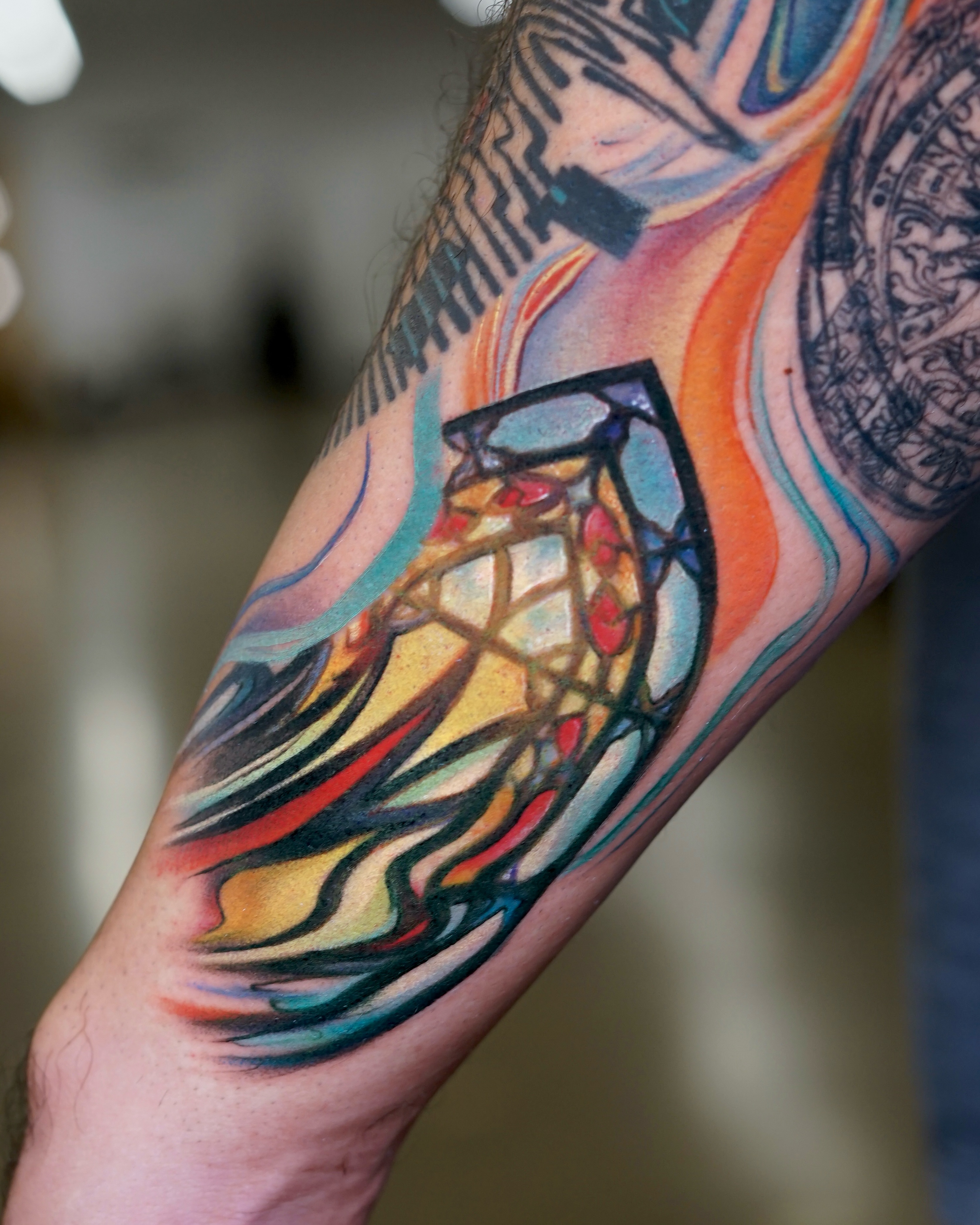 Tattoo by @jaer_tattoo — geometric, illustrative
