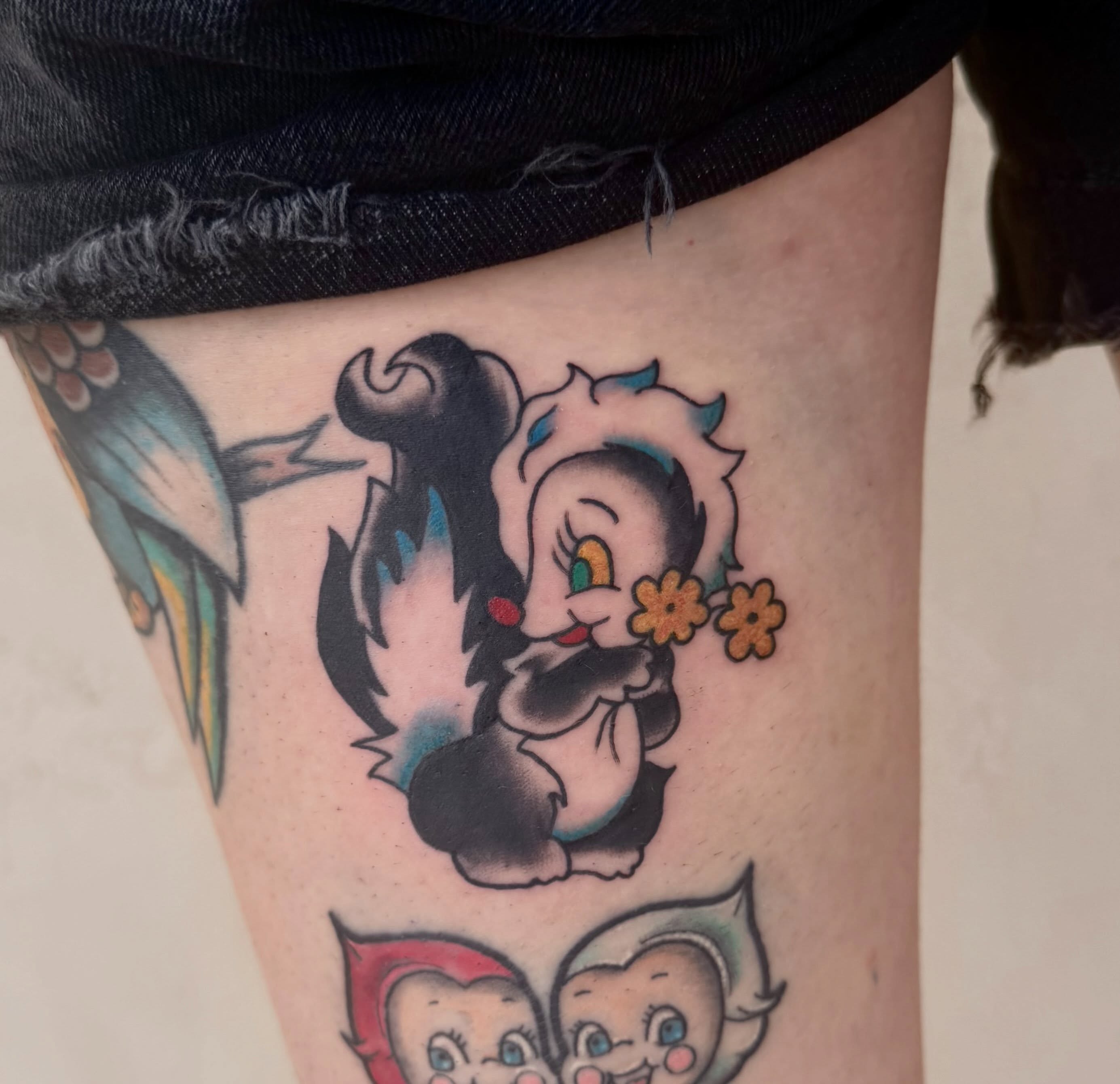 Betty Boop American traditional tattoo on the thigh by savannah