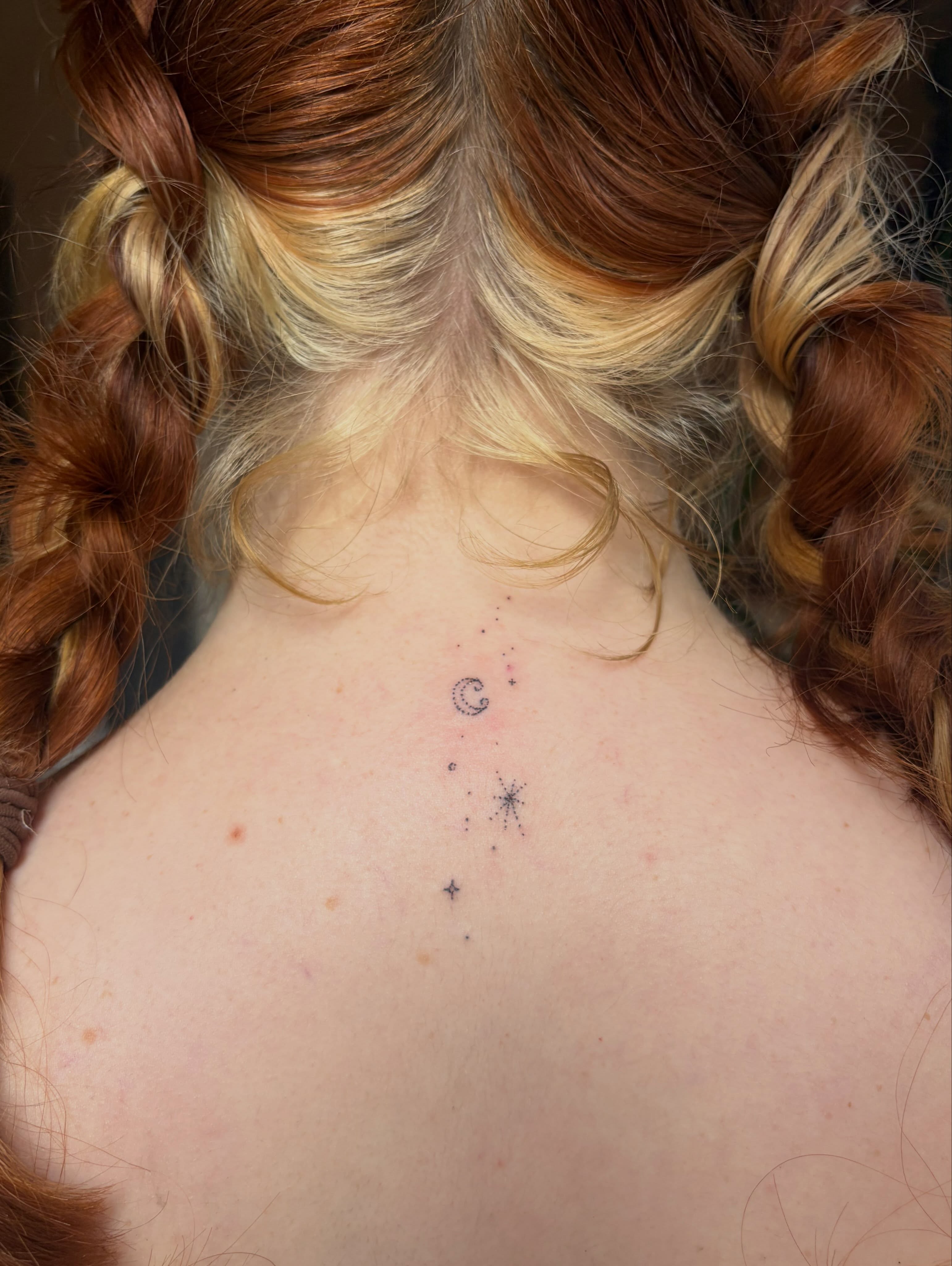 Constellation dotwork tattoo on the back by kari