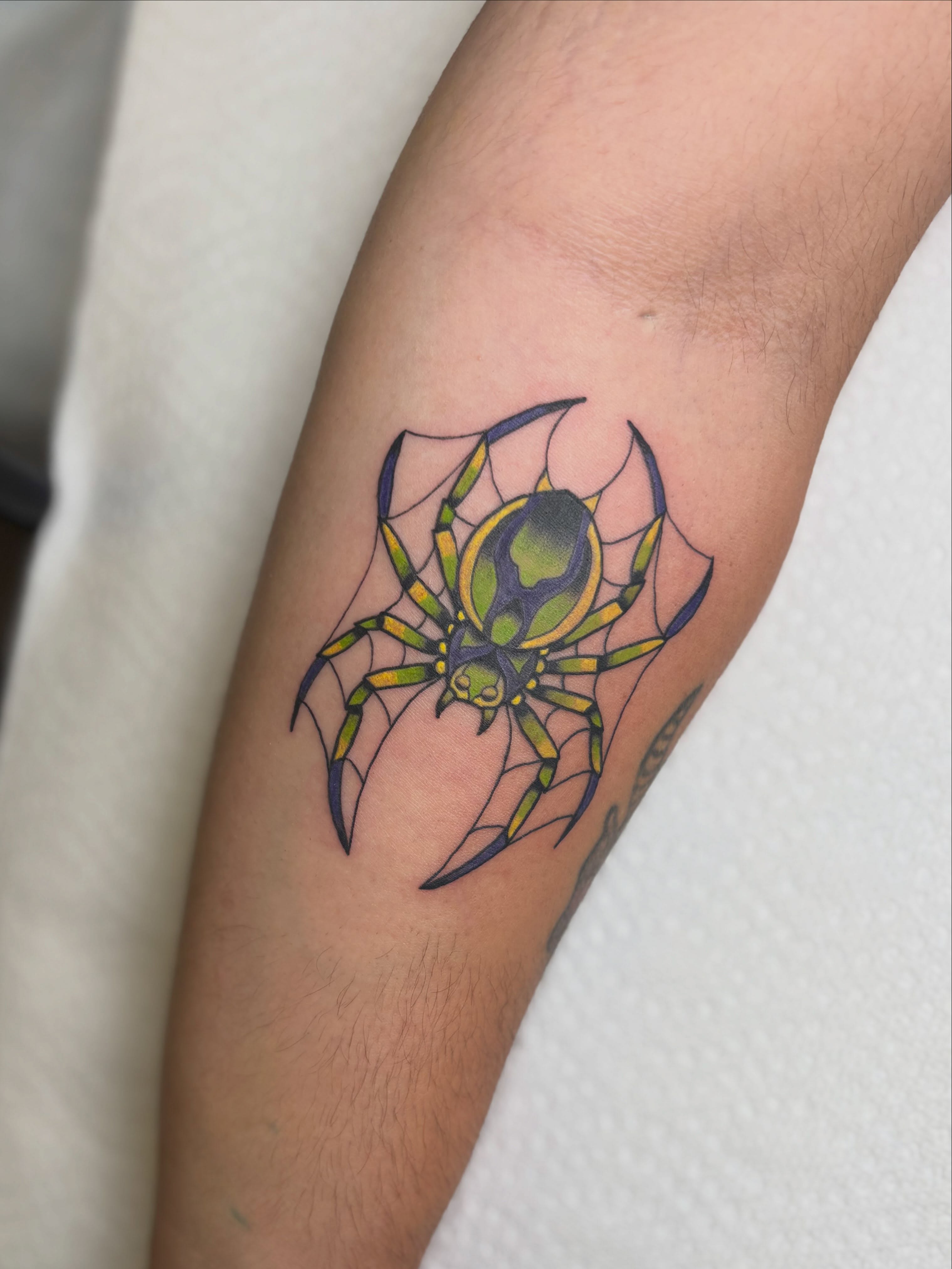 Spider geometric tattoo on the forearm by ππ‘ππ―π² πππ₯π₯ππ²