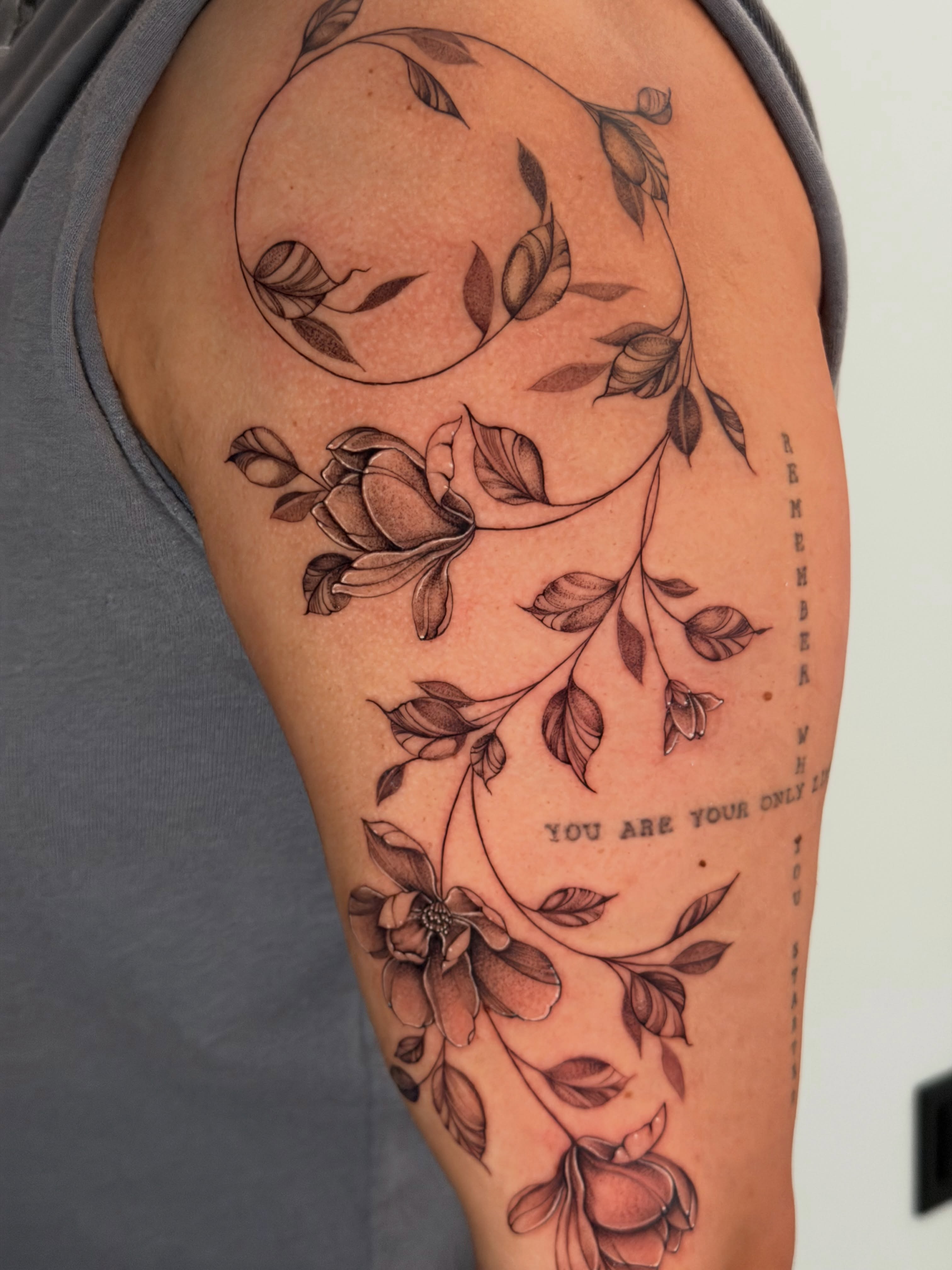 Tattoo by @monicas_tattoos โ black_and_grey, geometric