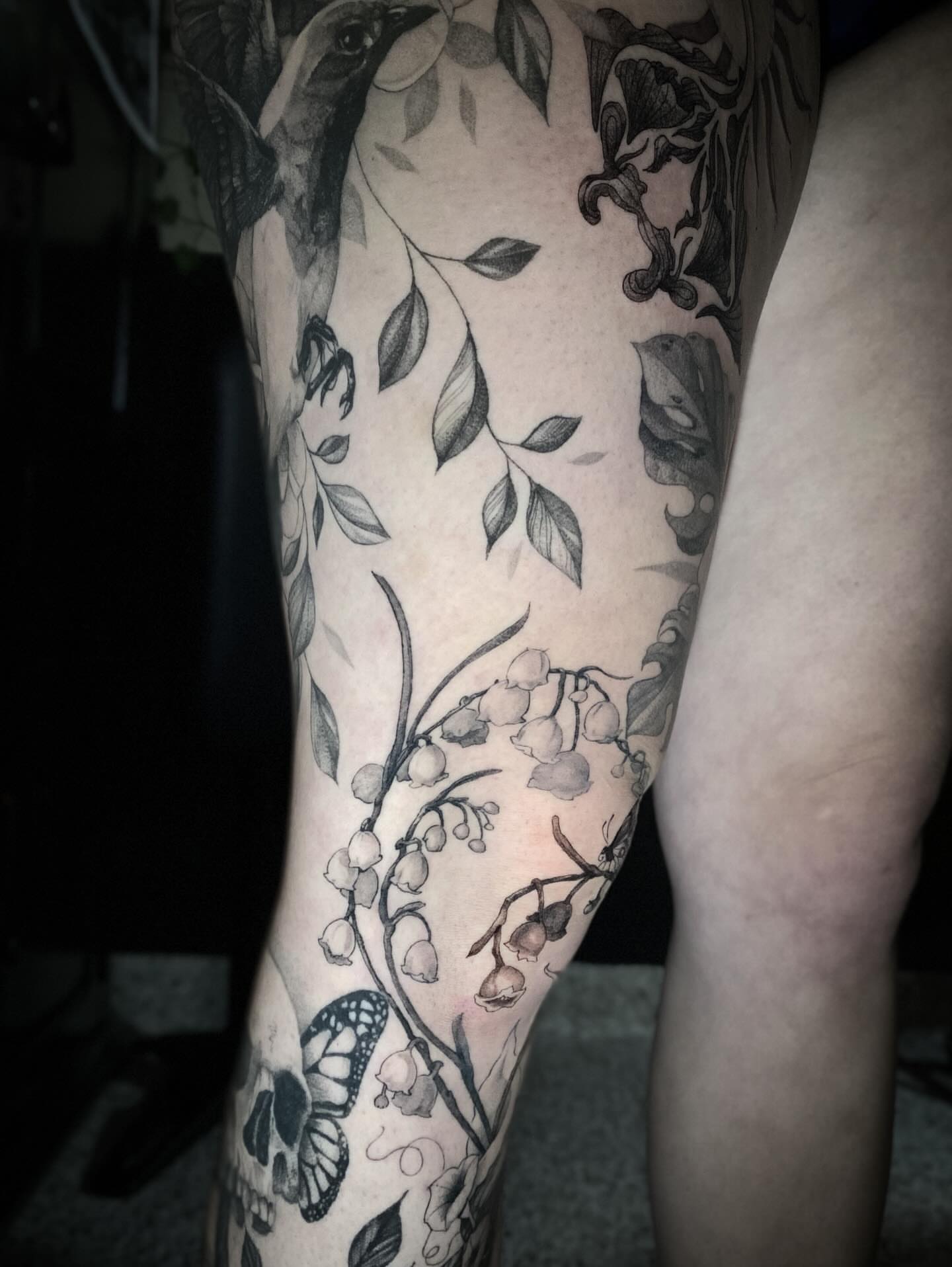 Botanical realism tattoo on the forearm by Olivia Scott - Kansas Tattoo Artist