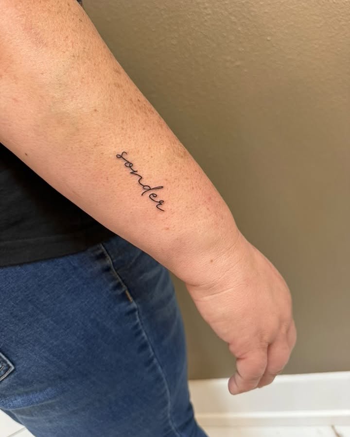 Tattoo by @justinrednourtattoo — lettering_script