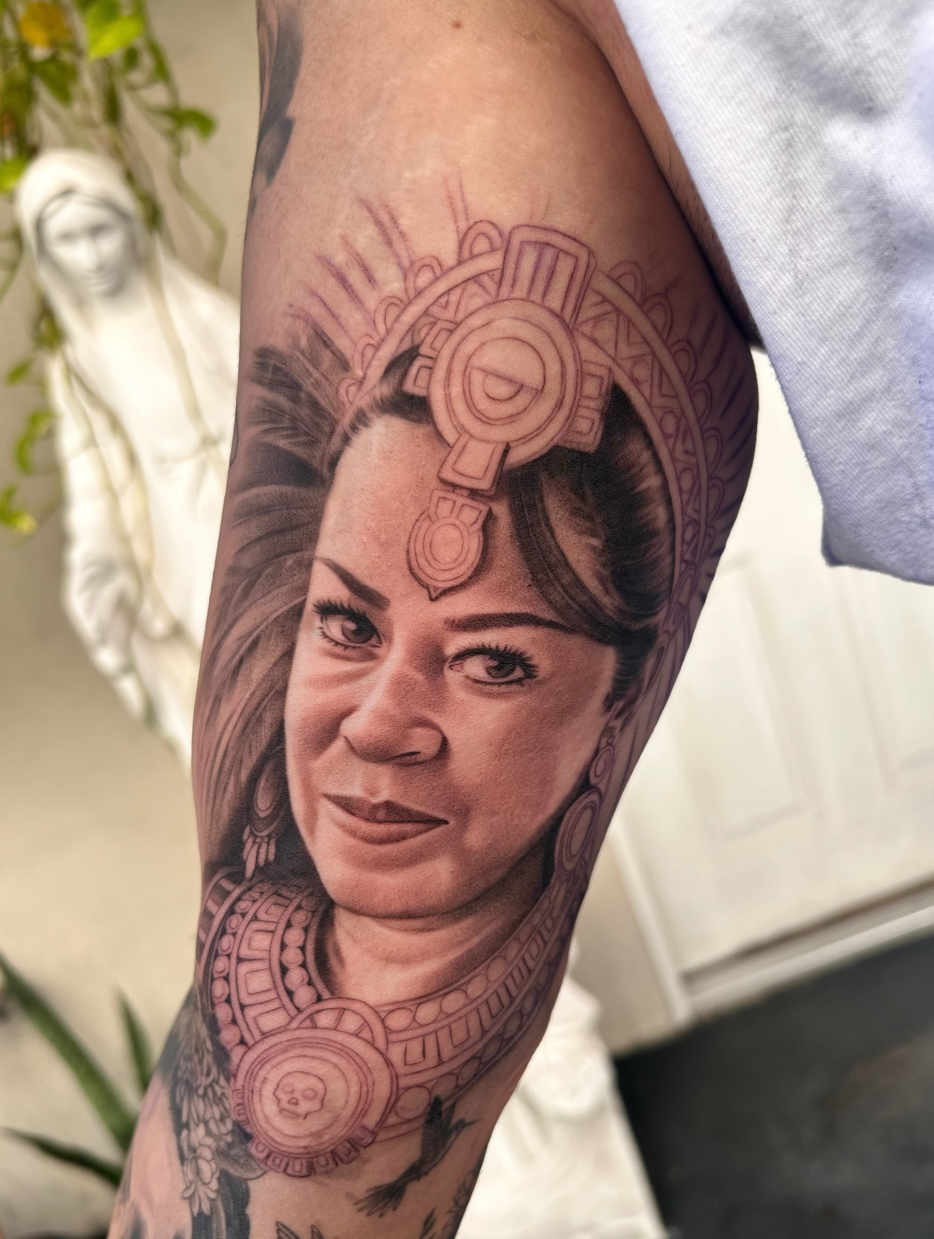 Portrait of a woman realism tattoo on the forearm by Tattoos by Anthony Davis