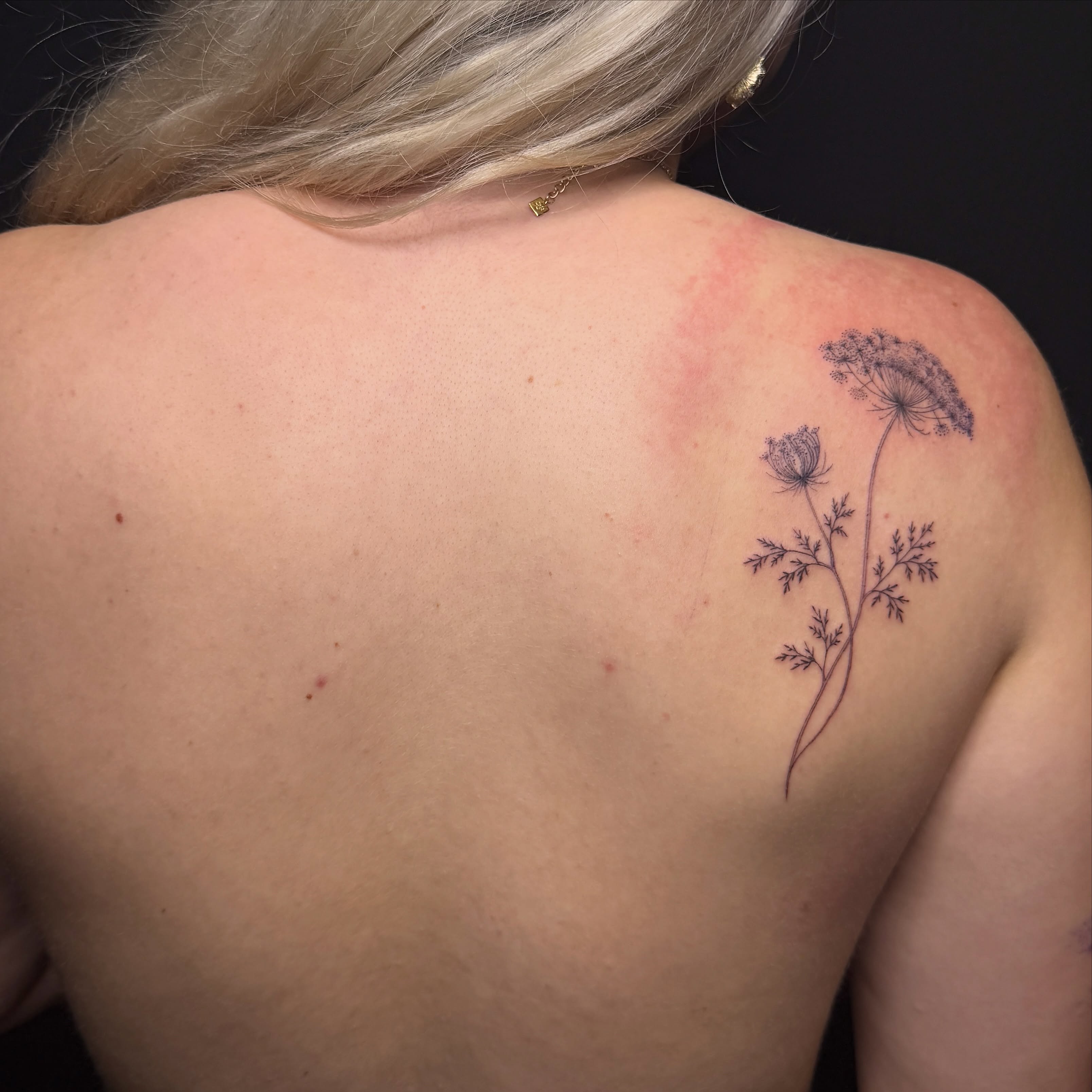 Dandelion black and grey tattoo on the shoulder by Pretty Ugly Tattoos