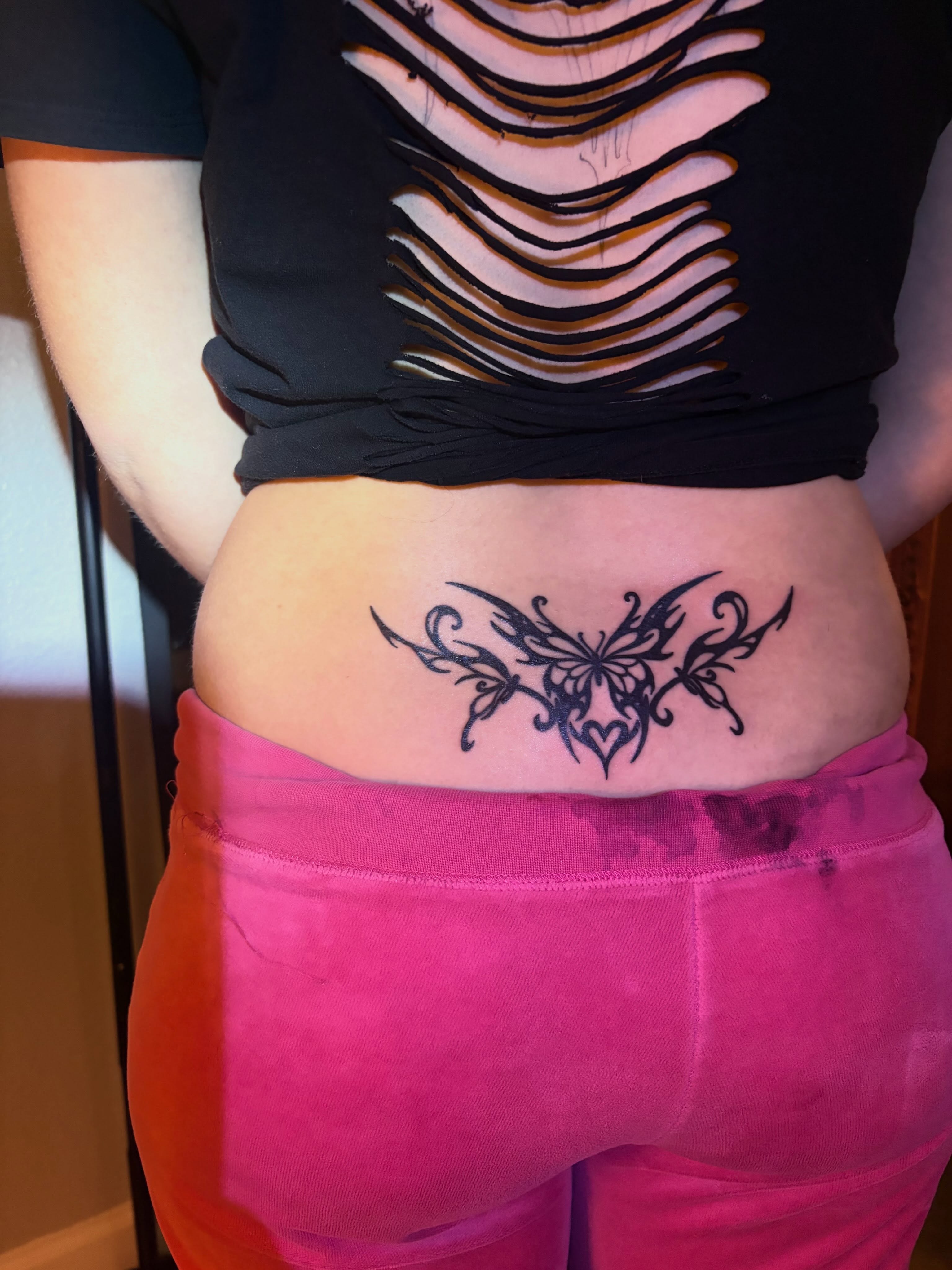 Tribal butterfly tribal tattoo on the torso by blastedbybk
