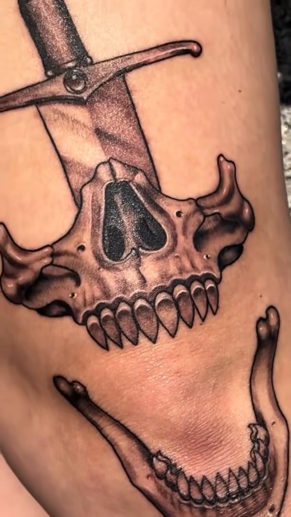 Tattoo by @ragingmaddie — black_and_grey, realism