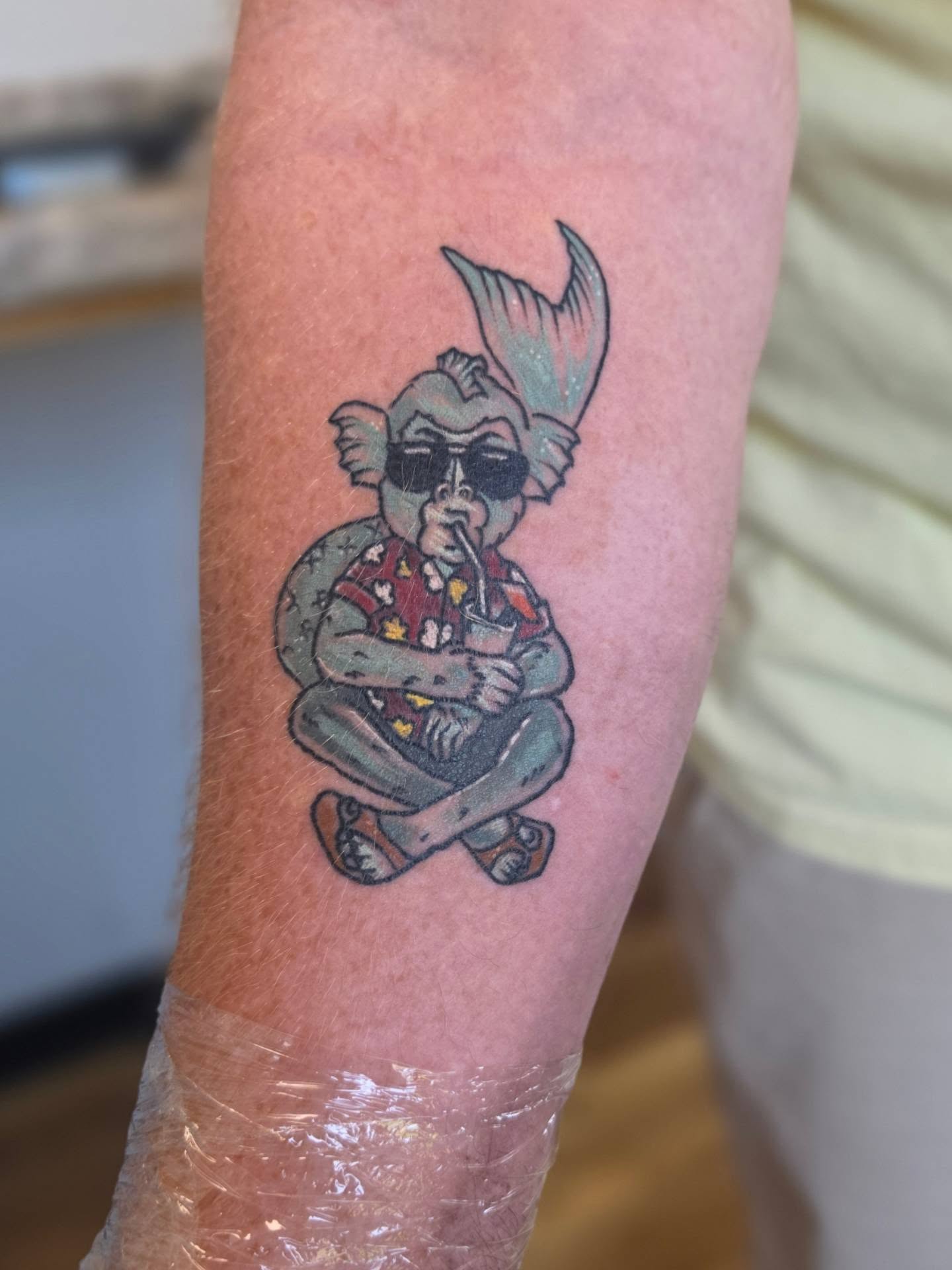 Viking drinking American traditional tattoo on the forearm by Colleen