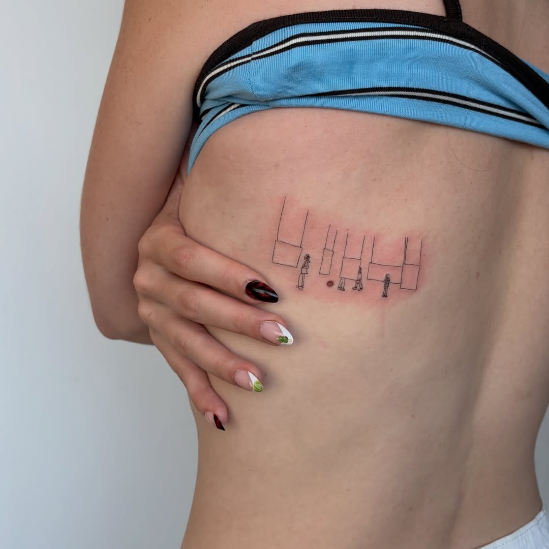 Abstract geometric shapes geometric tattoo on the ribs by annie’s tattoos ⭐꩜ .ᐟ