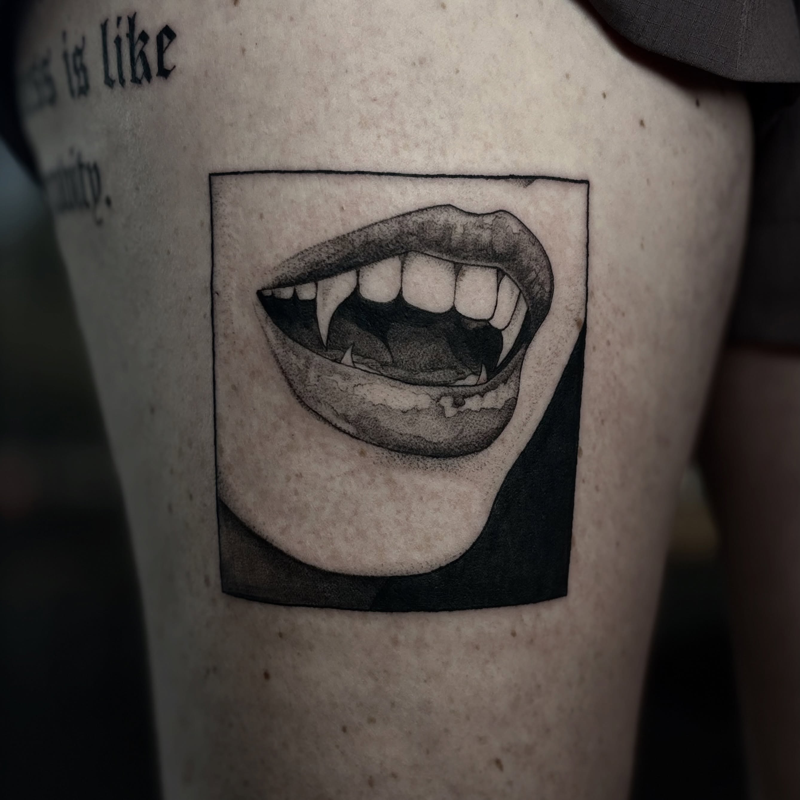 Fangs black and grey tattoo on the forearm by ๐ฅ Jas ๐ฅ